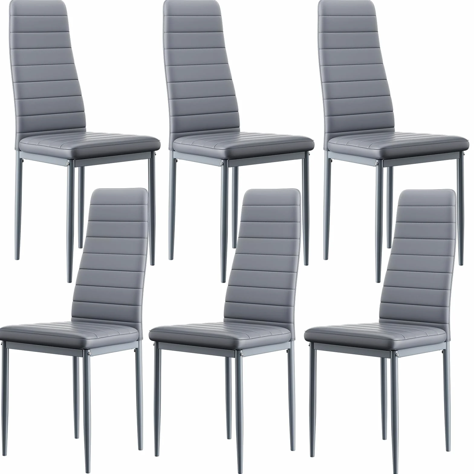 buybyroom set 6 sedie sala da pranzo grigie, sedie cucina moderne con gambe in metallo sedie imbottite, Semplici da montare adatto per sala da pranzo, soggiorno, cucina