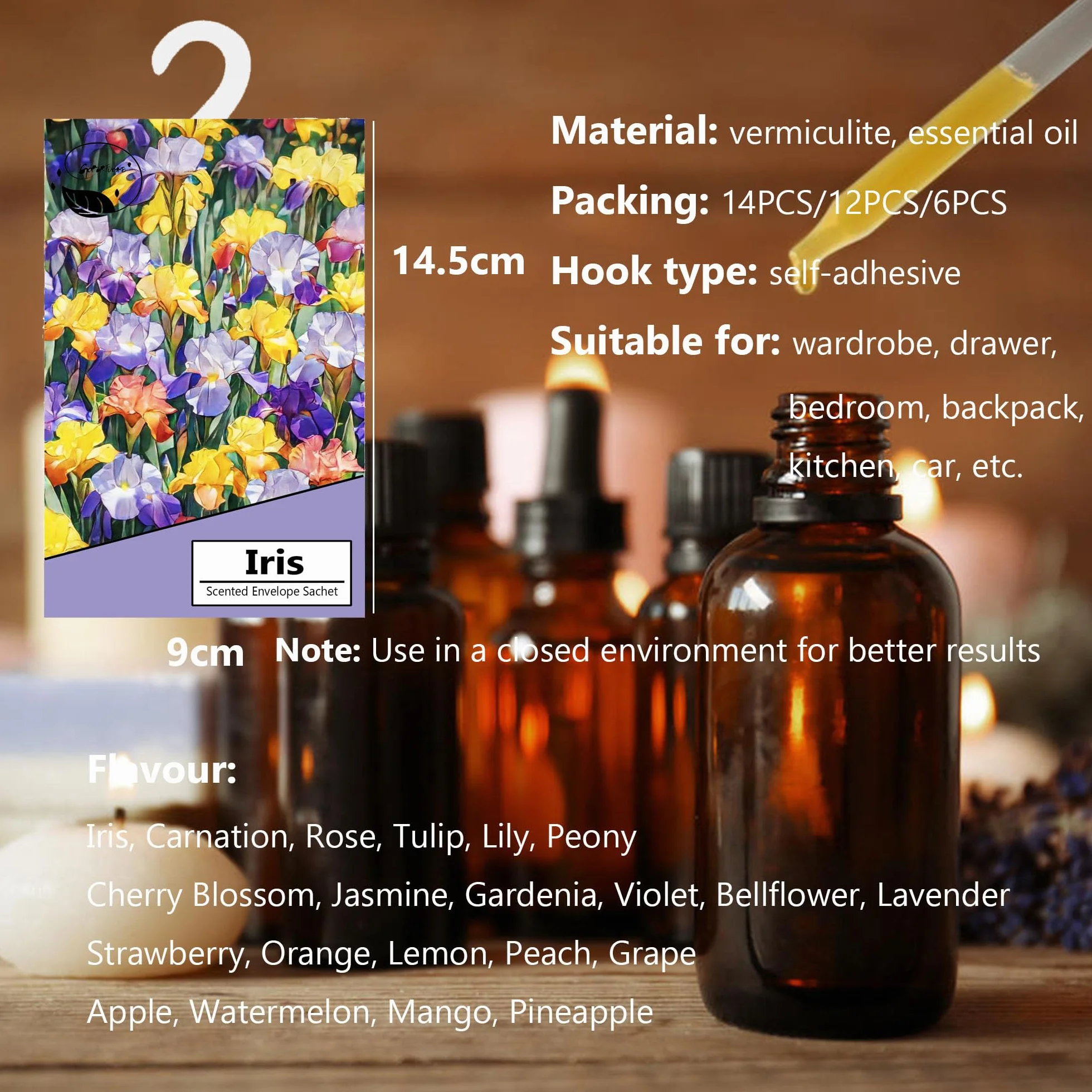 14pcs Profuma Armadio Vestiti, Profumatori Armadio e Cassetti, Profumatore Auto, Profumo Aromi Sacchetti Lavanda Profumati per Armadio Cassetti Armadietti, Scarpiera Deodorante Armadio (Gardenia)