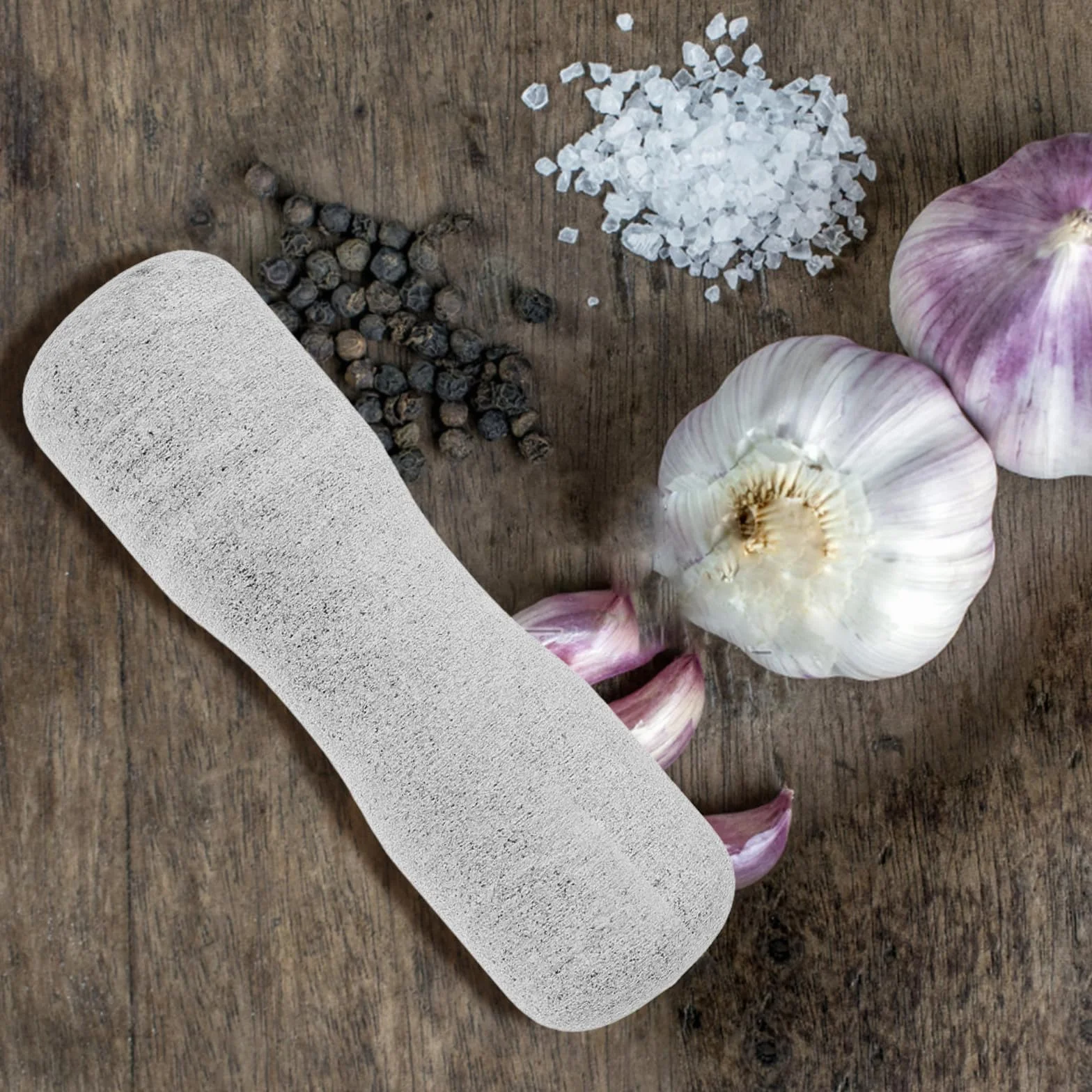 Pestello in Pietra per Aglio e Cucina, Bastone Cilindrico Rotondo, Design Liscio
