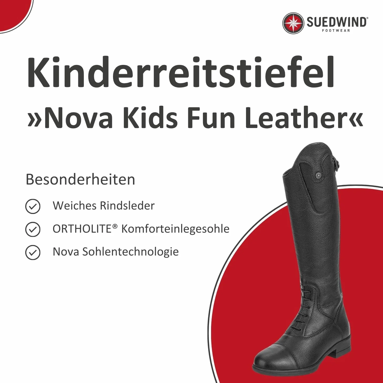 SUEDWIND FOOTWEAR Stivali da equitazione per bambini NOVA KIDS FUN LEATHER vera pelle suola comoda YKK