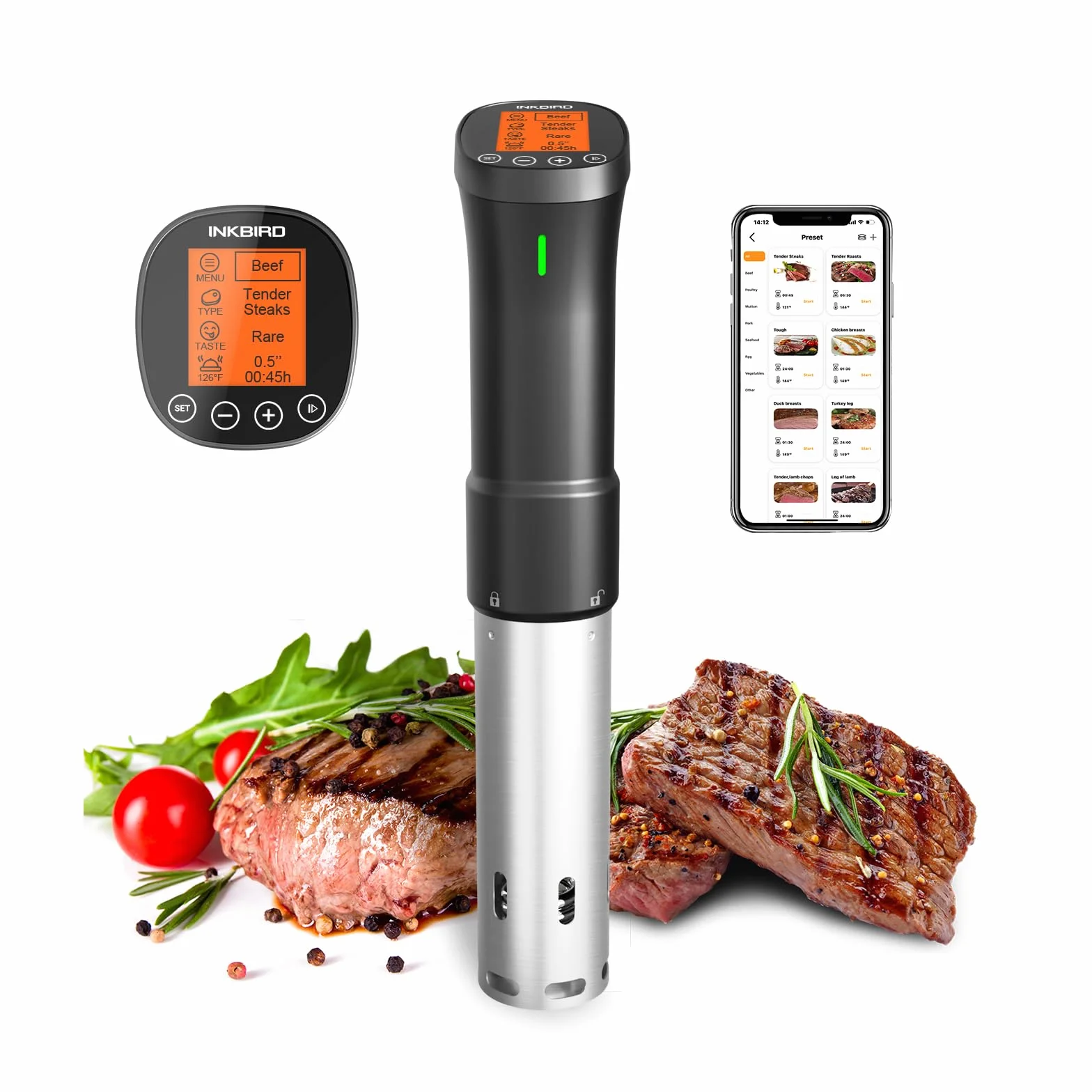 INKBIRD WiFi Sous Vide Roner 1000W Professionale 0°C~90°C Cottura Bassa Temperatura con Ricette APP ISV-200W