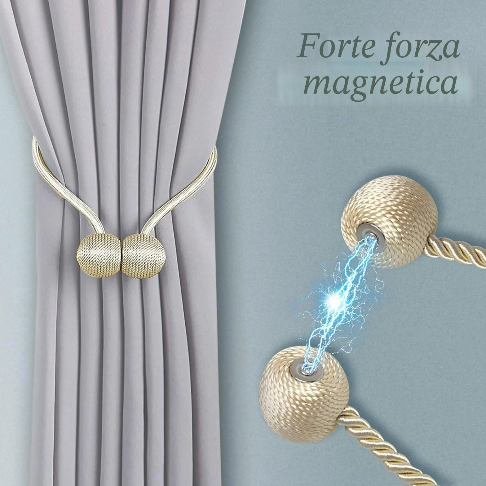 TopHomer 4 Pezzi Fermatenda Magnetici con Calamita Forte, 10 Colori, beige