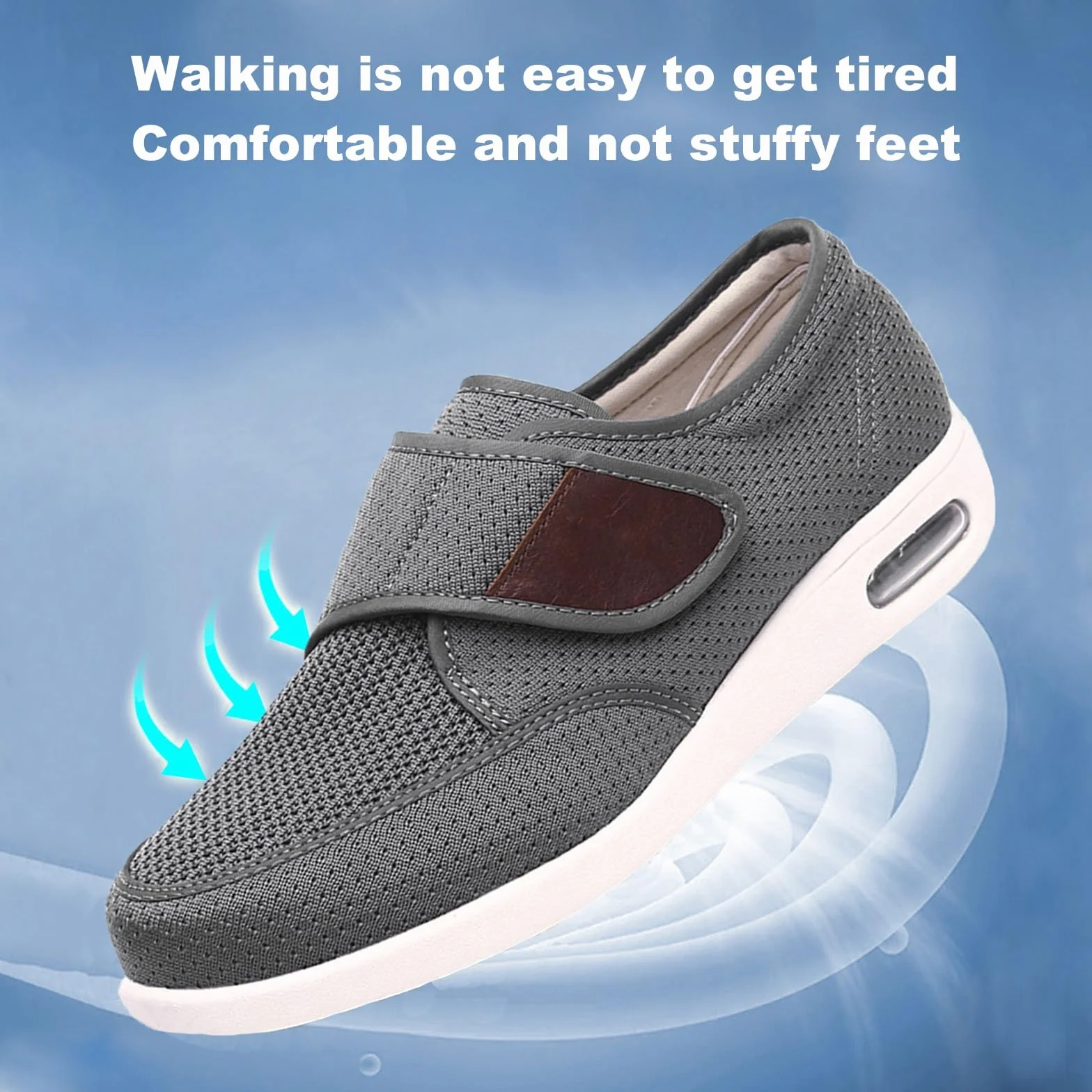 Scarpe Diabetiche da Uomo,Extra Large Hook&Loop Scarpe Salutari Antiscivolo Ortopediche Adatte A Persone Anziane con Dolore Ai Nervi dei Piedi