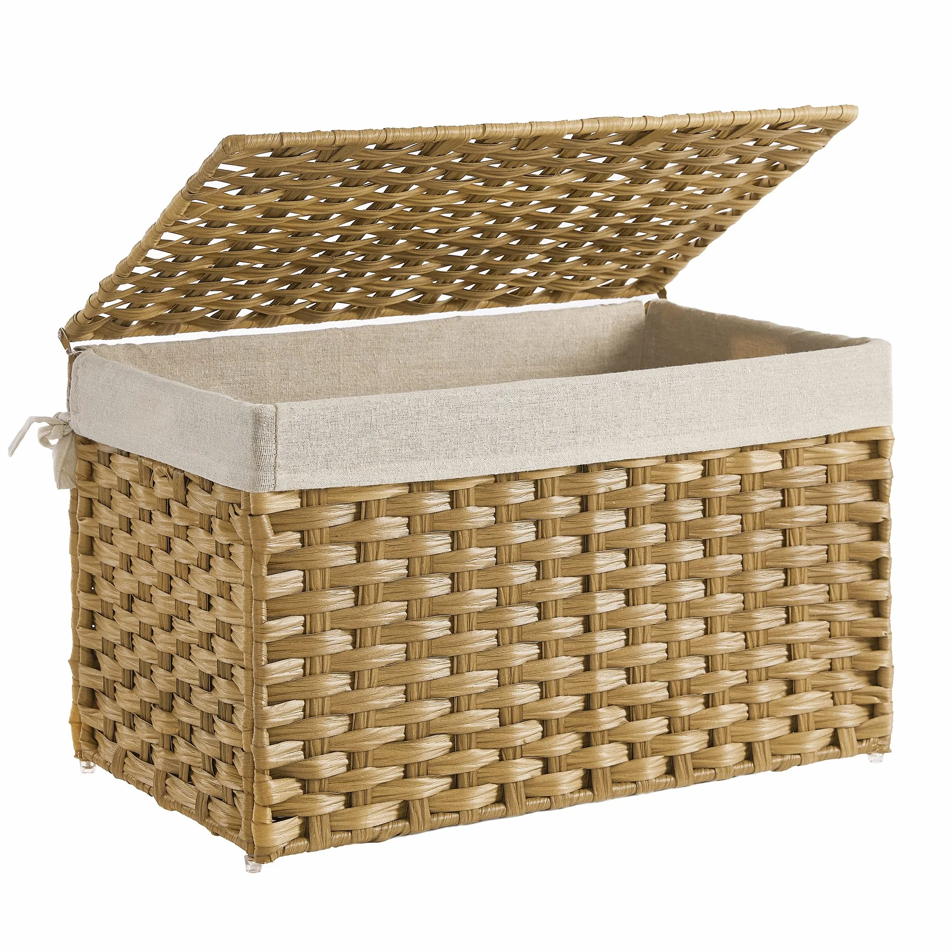 SONGMICS Cestino Portaoggetti 65 L Pieghevole Coperchio Sacco Rimovibile Giallo Ocra RST56NL