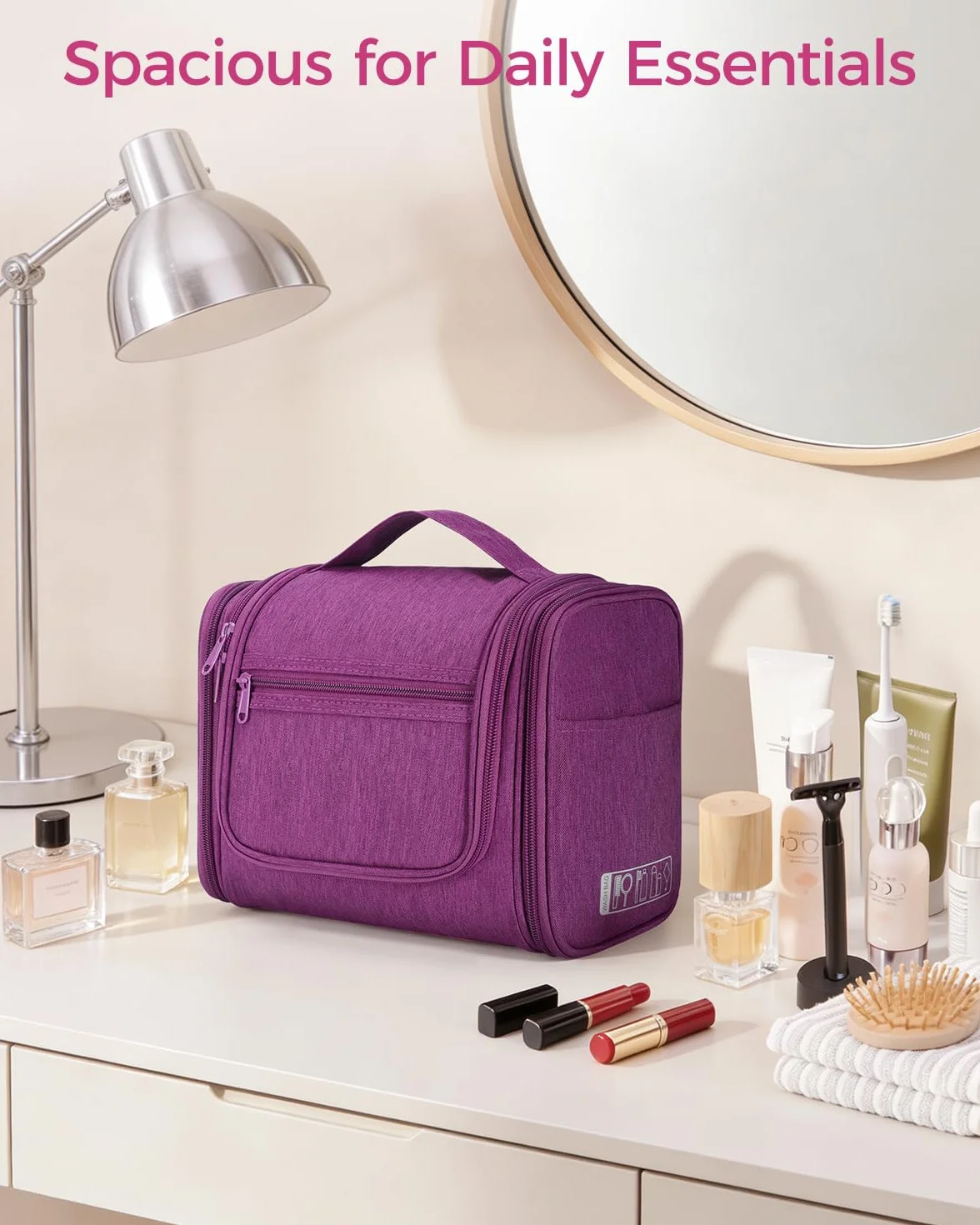 WANDF Borsa da toilette appesa da viaggio per cosmetici Organizzatore per bagno doccia Resistente all'acqua