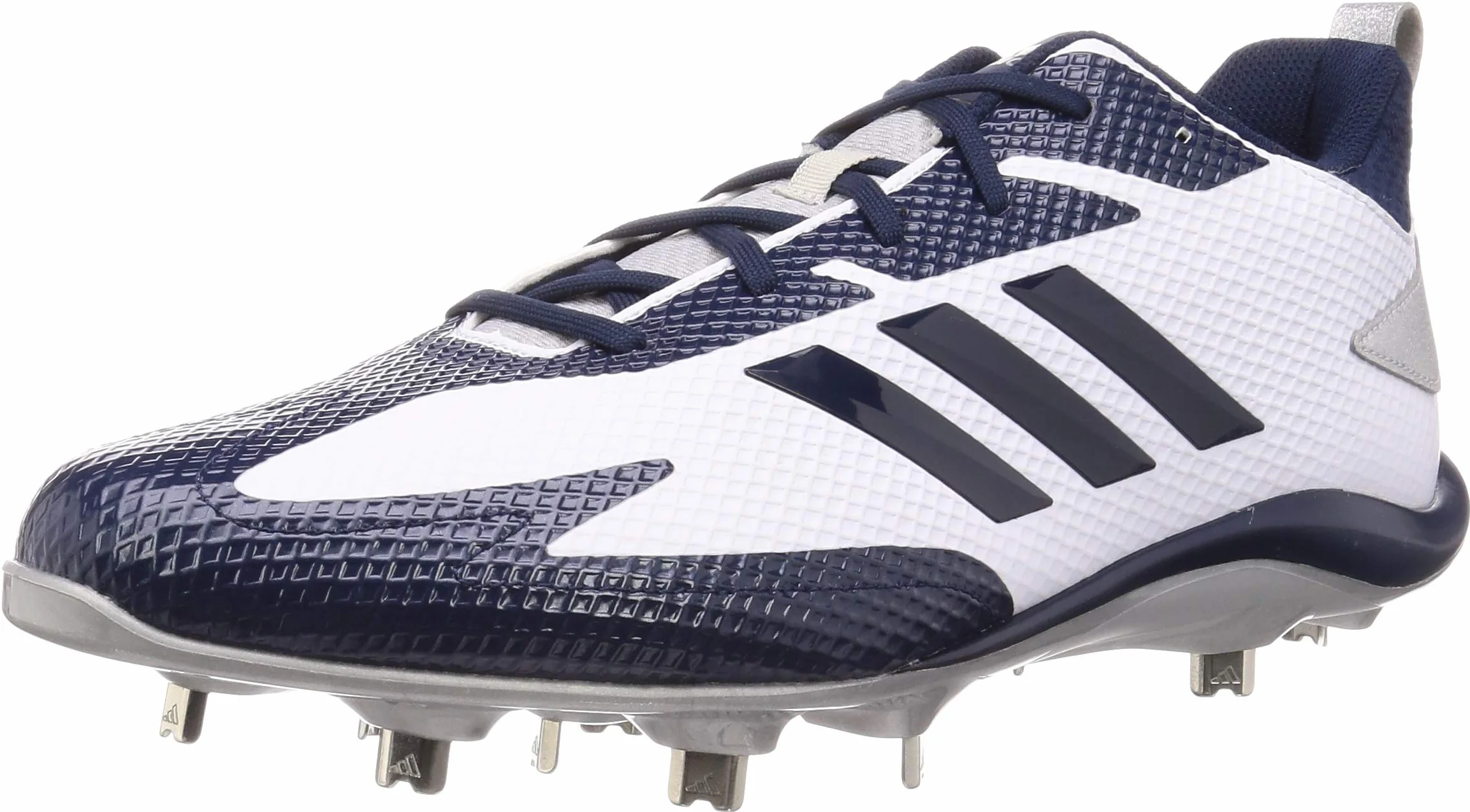 adidas Adizero Stabile Scarpe da Baseball Basse Tacchetti Metallo, Bianco Navy Argento, 40 2/3 EU