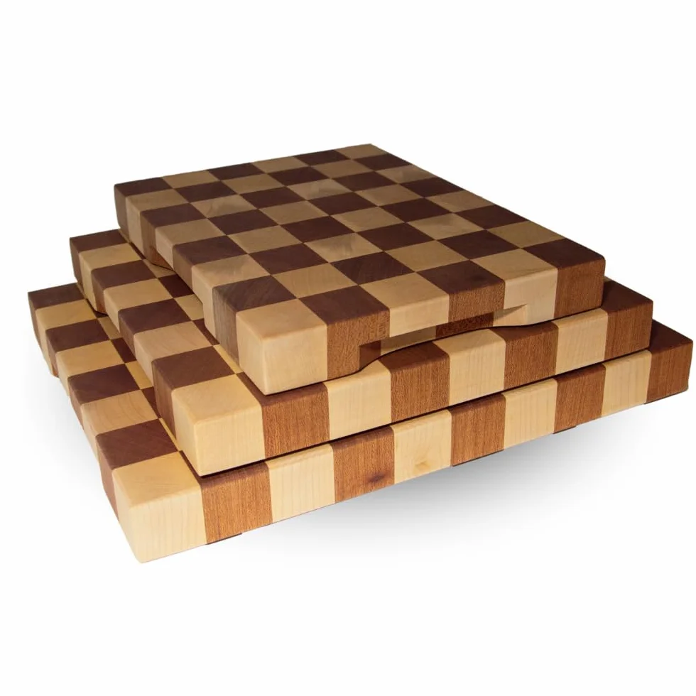 Arte del Legno, Tagliere da Cucina in Legno Professionale dim. 40x40xh4.5- con Venatura a Scacchi, Tagliere Massello di Acero e Mogano con Olio Naturale - Stabile e Antiscivolo