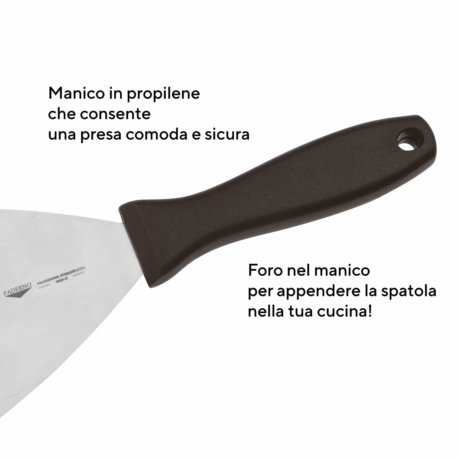 Paderno Spatola Triangolare professionale in acciaio inox 12 cm x 12 cm