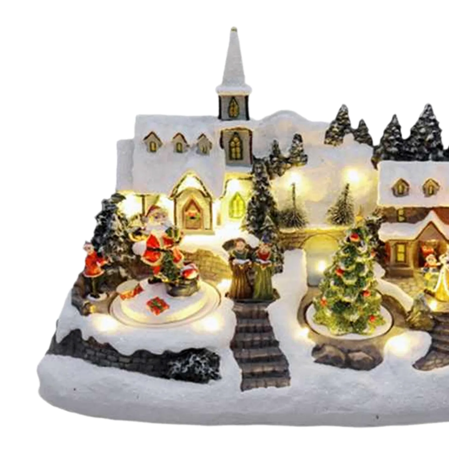 predolo Decorazione natalizia a LED con musica, micro paesaggio, ornamento da collezione con luci e musica per ufficio, camera da letto, casa