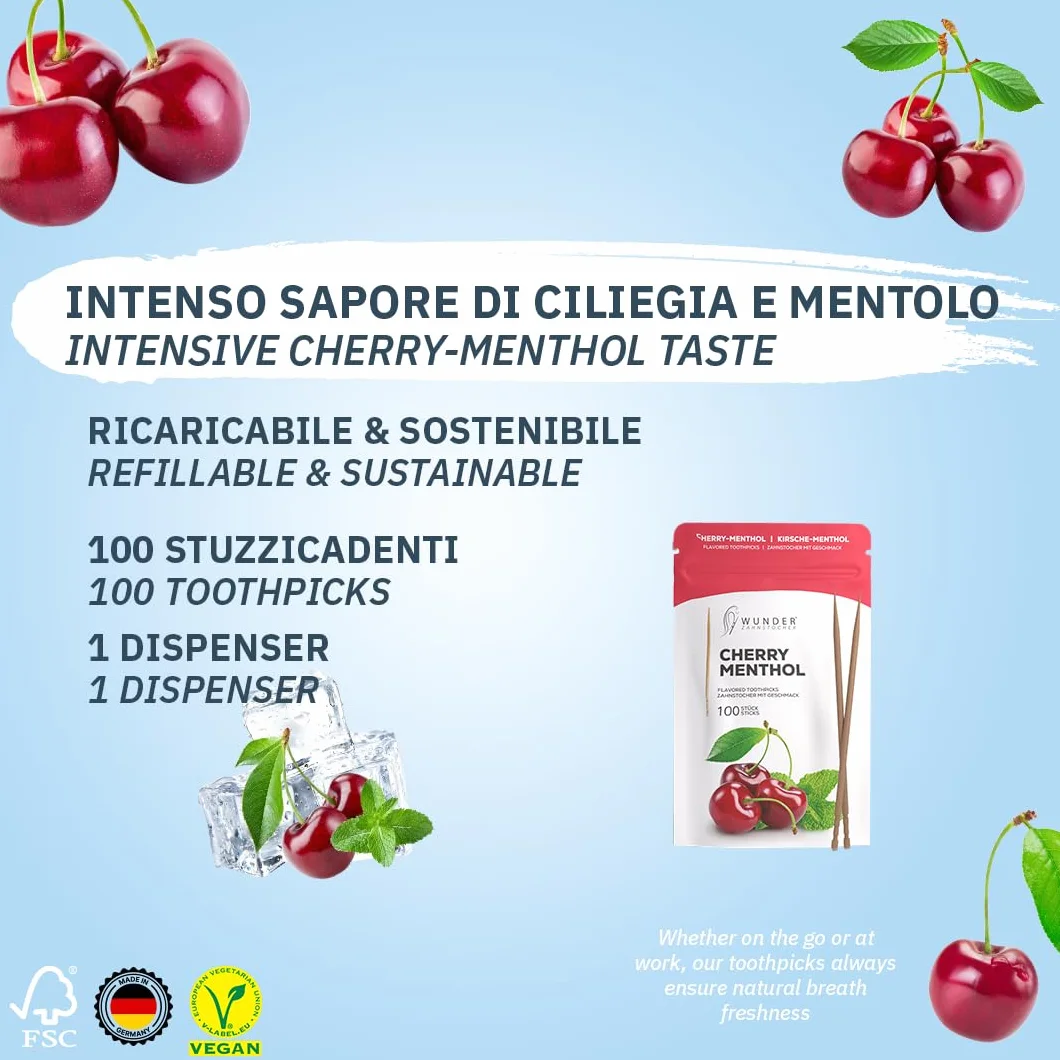 Wunder Stuzzicadenti Aromatizzati Mentolo 100 Pezzi Refill - Igiene Dentale