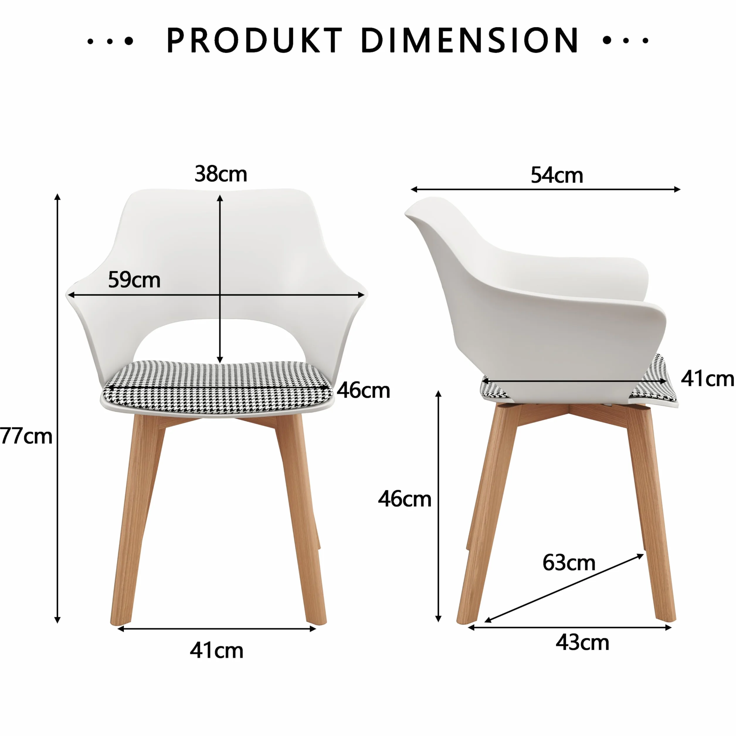 Set di 4 Sedie da Pranzo Scandinave, Sedia da Pranzo in Stile Nordico con Braccioli, Gambe in Faggio, Sedia da Cucina Imbottita in Plaid di Lino - Bianco+Rosso+Verde Chiaro+Blu