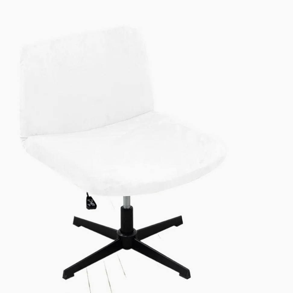 Copribraccioli moderni in velluto e peluche per sedie da ufficio, ampio design incrociato, protezione posteriore elastica, elegante tappezzeria bianca, perfetta per uso domestico e ufficio.