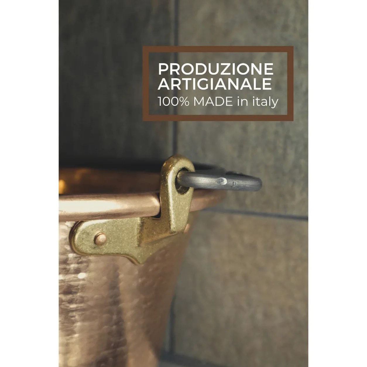 CREARTISTIC Paiolo per Polenta in Rame, 27cm 4,5L - Tradizionale Manico ad Arco Ferro Battuto, 6 Pax, anche per Marmellata, Formaggi, Pentola Martellata a Mano - Made in Italy