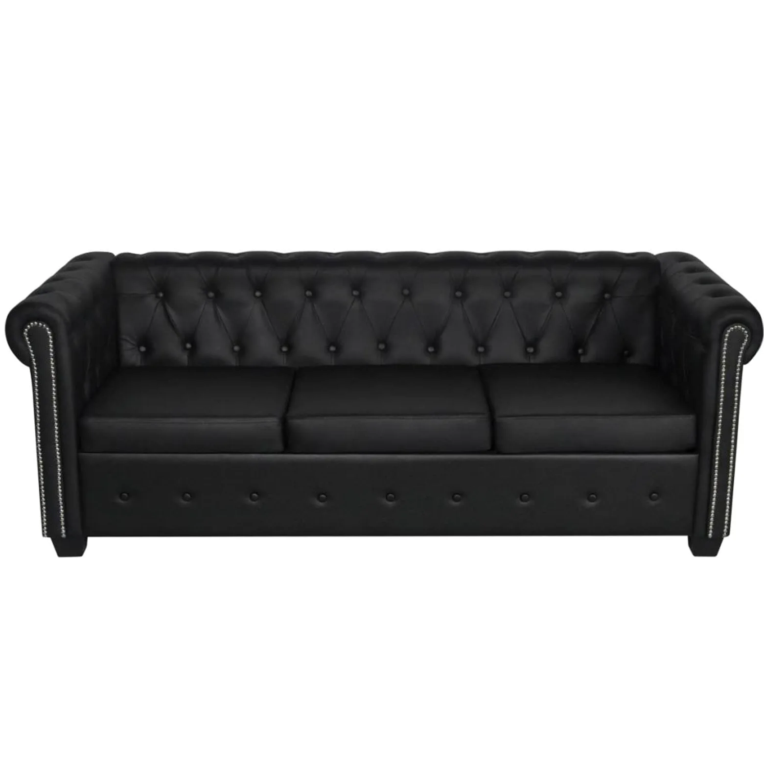 Homgoday Divano Chesterfield a 3 Posti in Pelle Artificiale Nero,Divani 3 Posti Offerte,Divano Chesterfield Moderno,Divano Ecopelle,Divano in Pelle,Divano Vintage,Divano in Offerta,Divano Pelle