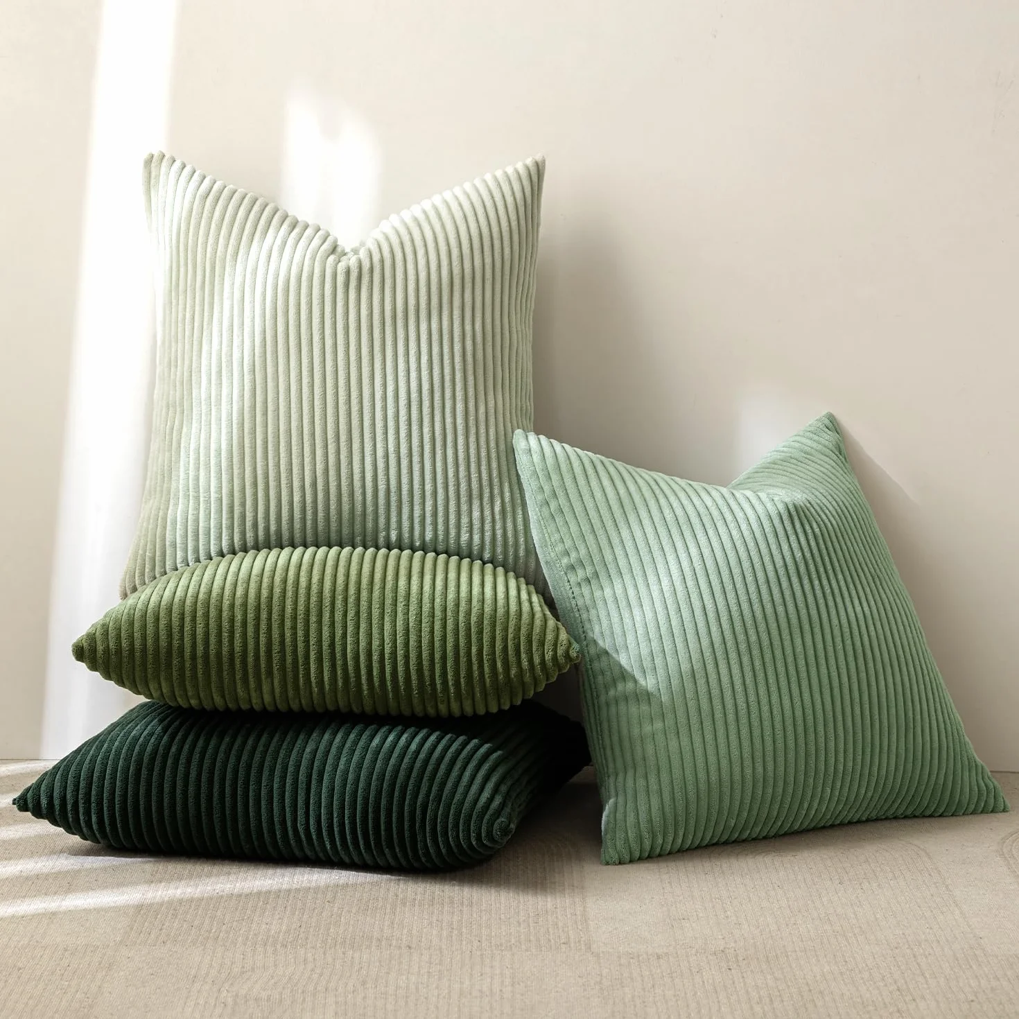 MIULEE Confezione da 4 Federa in velluto Federe per Cuscini Morbide Fodere per Cuscino Decorativi Quadrati Morbide Copricuscini 40x40 CM Serie Forest Green