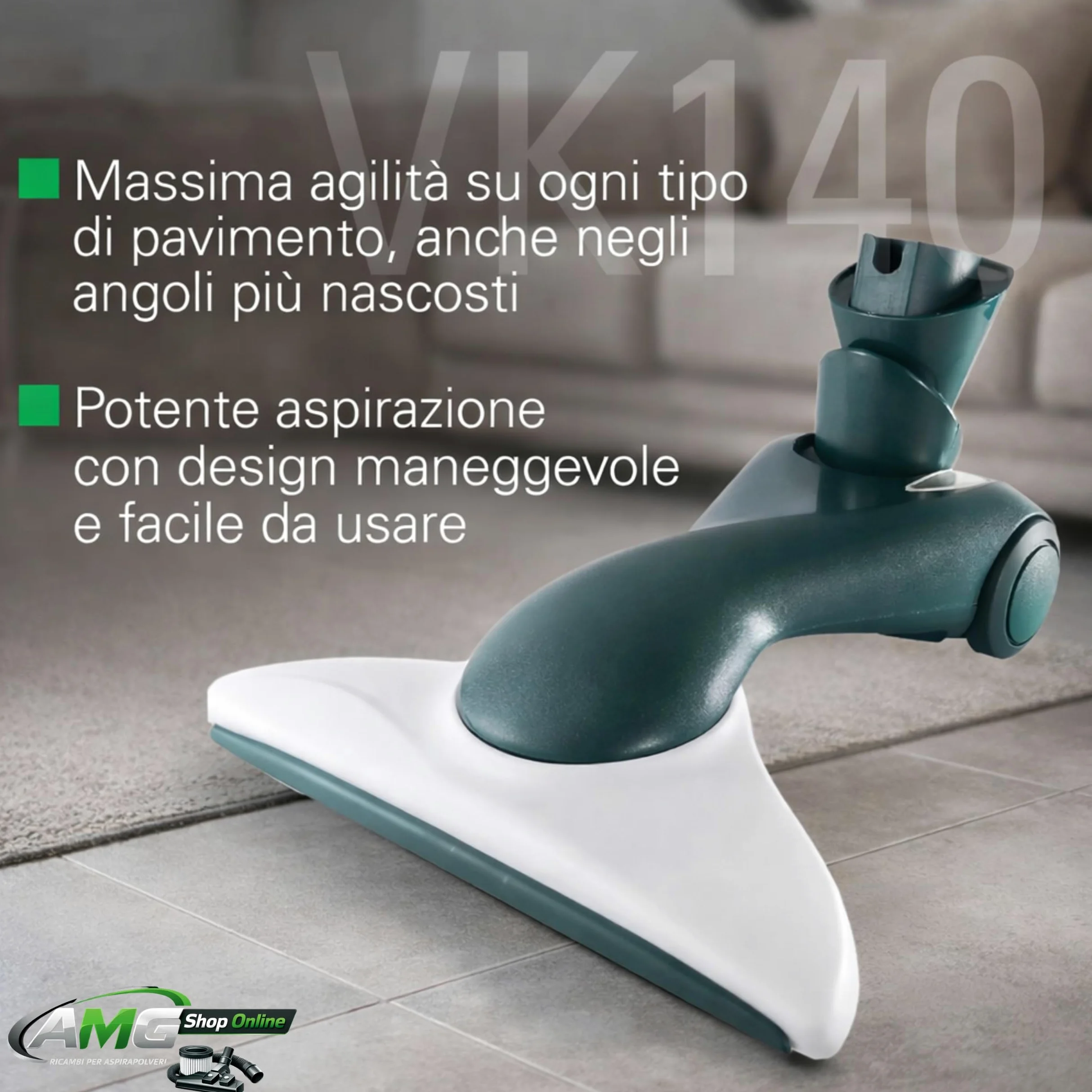 Aspirapolvere VK140 FOLLETTO + Spazzola HD40 + 6 Sacchetti, Sacco 2,5L, Filtri e Profumini Inclusi, Motore Originale, 74 dBA, 3 kg, Garanzia 2 Anni