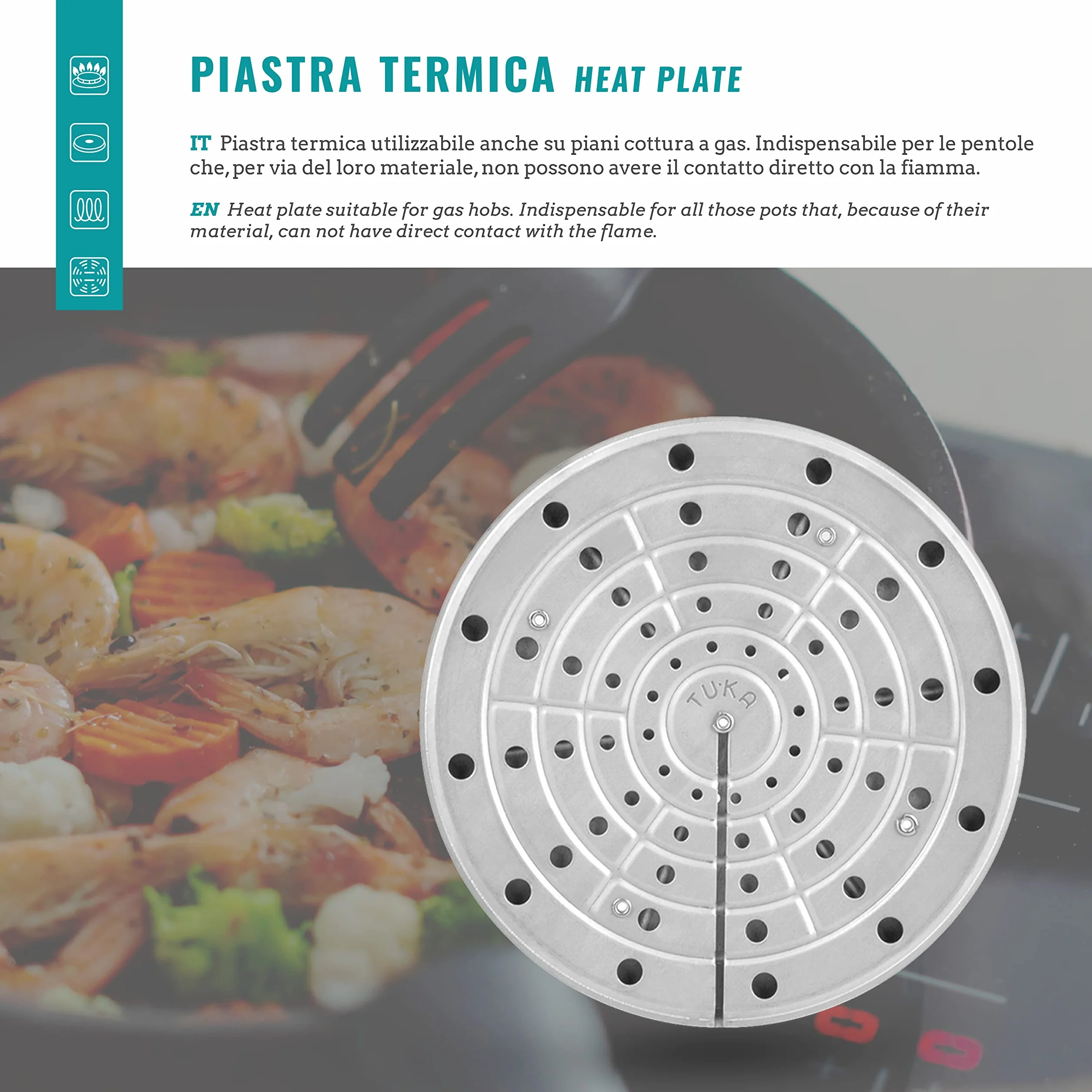 Piastra Terima TUKA in Acciaio Inossidabile Diametro 20 cm Spargifiamma