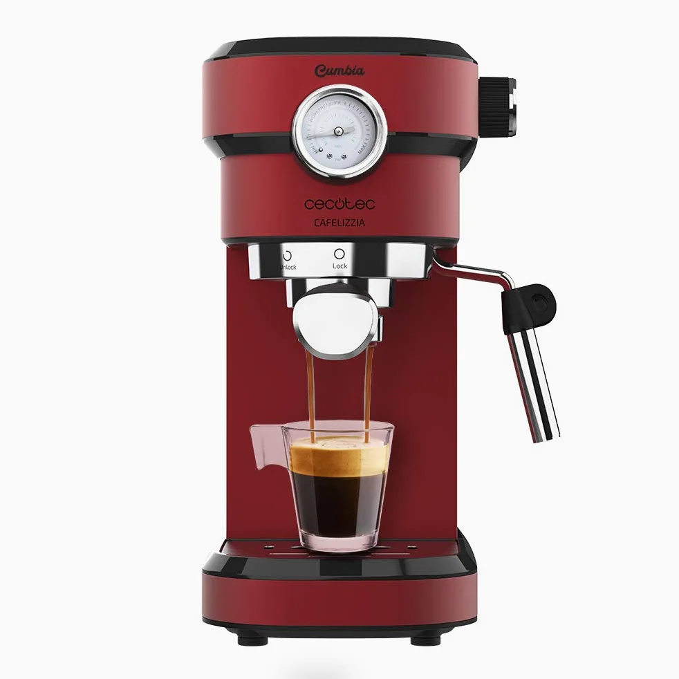 Cecotec Macchina da caffè Cafelizzia 790 Shiny Pro per espresso e cappuccino. Manometro, 1350 W, Sistema Thermoblock, 20 bar, Modalità per 1 e 2 caffè, vaporizzatore orientabile, serbatoio da 1,2L