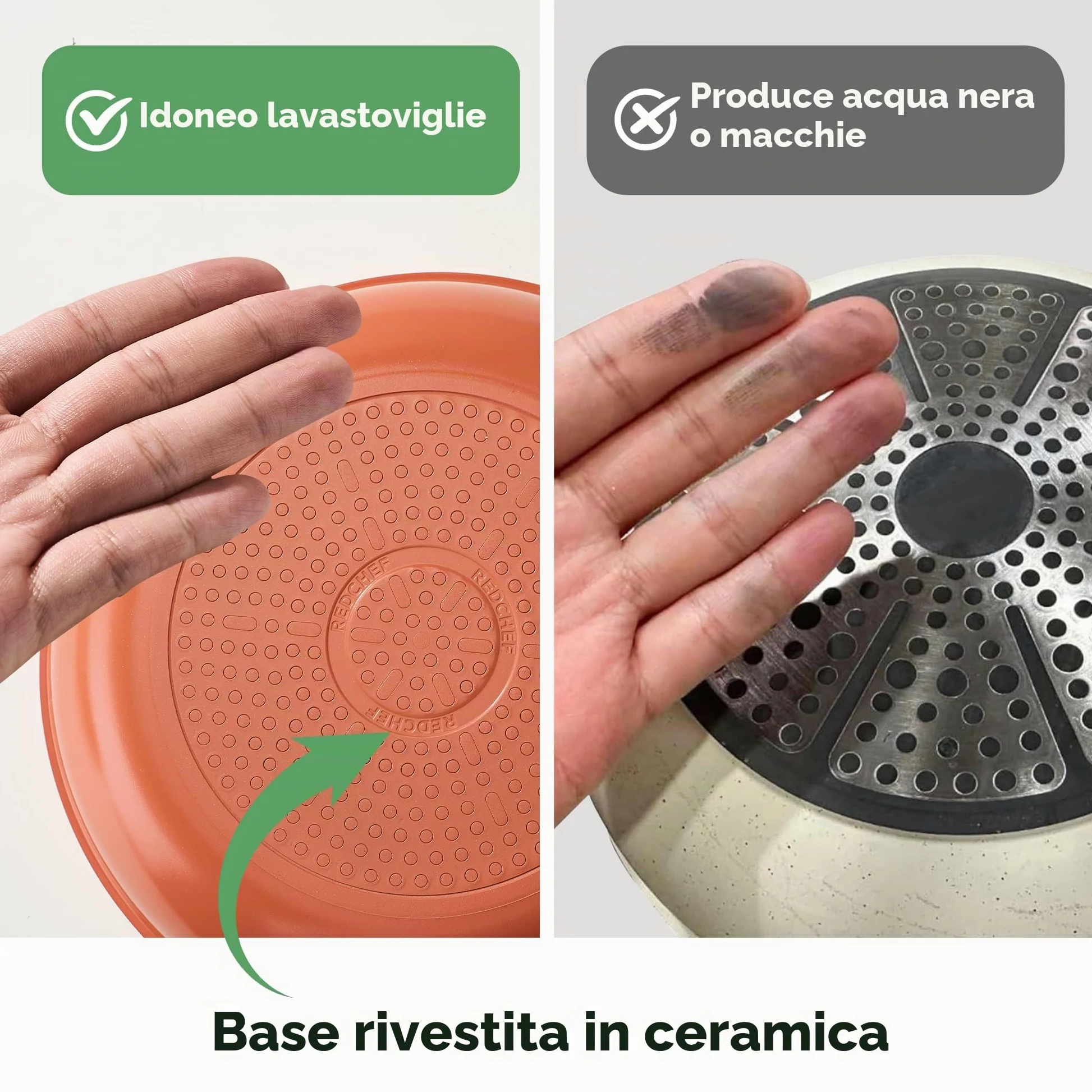 Redchef Set di 6 padelle in ceramica per induzione, antiaderenti, 20/24/28 cm, per tutti i tipi di cucina, senza PTFE, senza PFAS, senza PFOA, adatte per induzione, forno, lavastoviglie (multicolor)