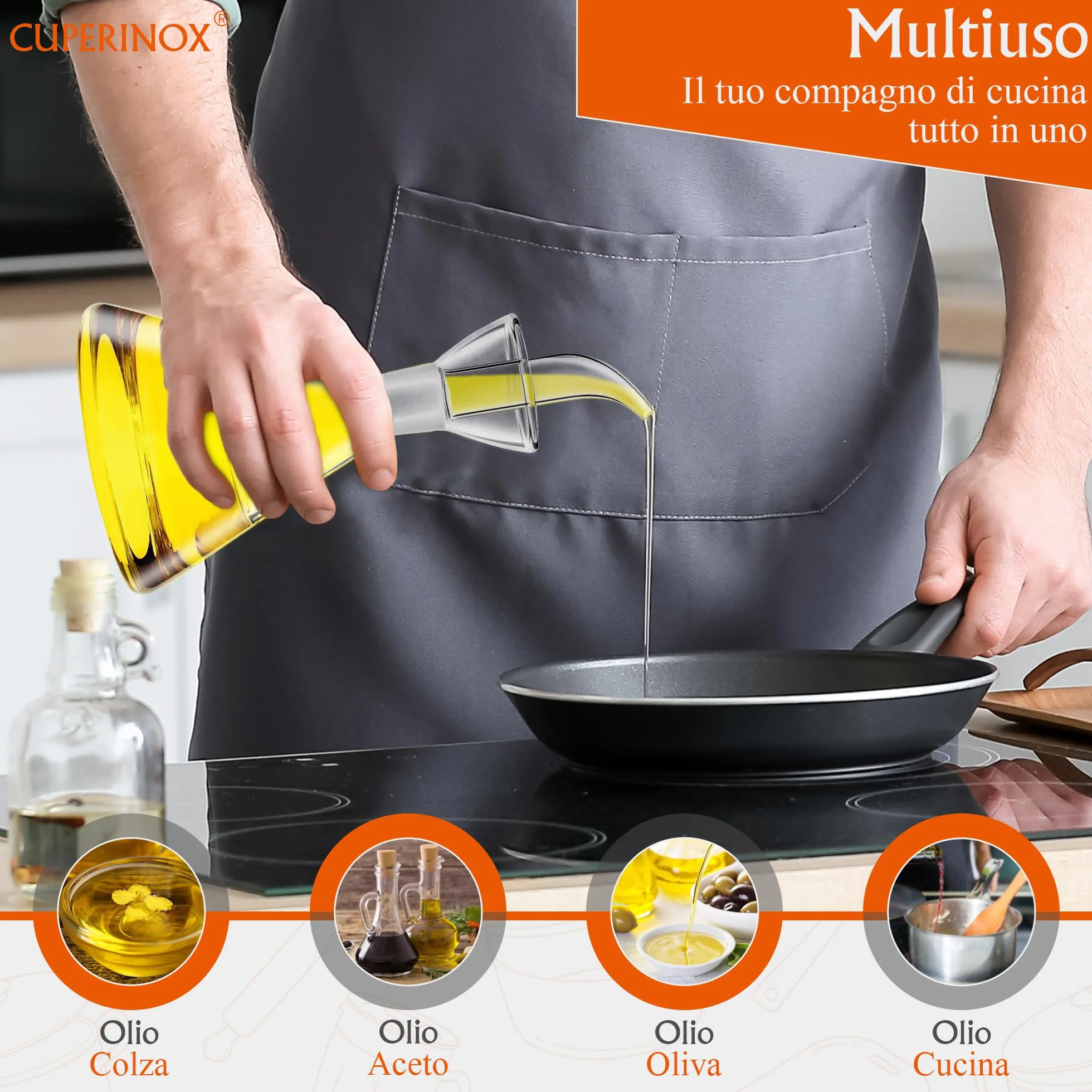 Oliera in Vetro Antigoccia per Olio d'Oliva 250 ml