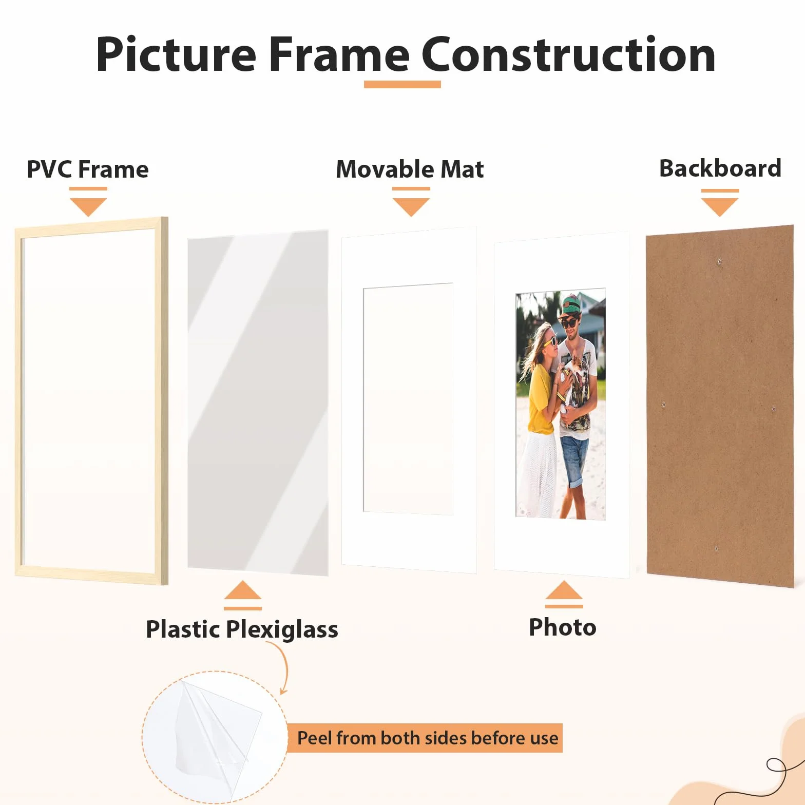 Alyvisun 4 Pack A4 Cornici Foto 14x20 cm con Passepartout 19,7x29,3 cm senza Passepartout, Tonalità di Legno