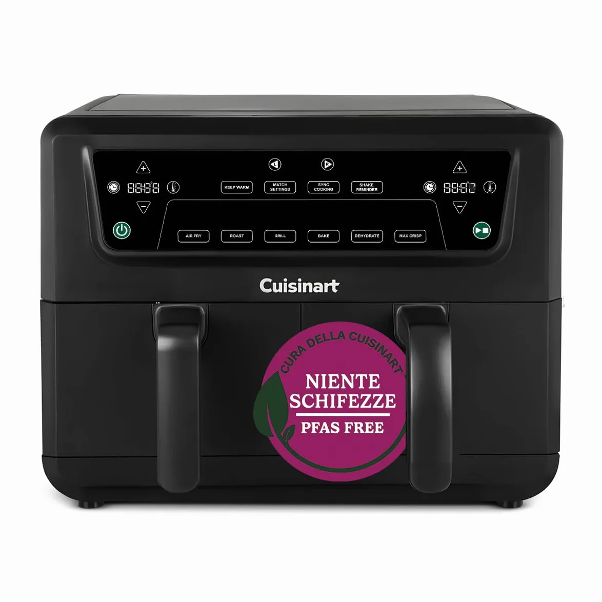 Cuisinart Air Fryer XXL Zona Doppia | Senza PFAS | Frigge, arrostisce, griglia, cuoce, disidrata | Doppio friggitrice ad aria doppio cestello 2x5,2L, oltre 8 porzioni | Parti lavabili in lavastoviglie