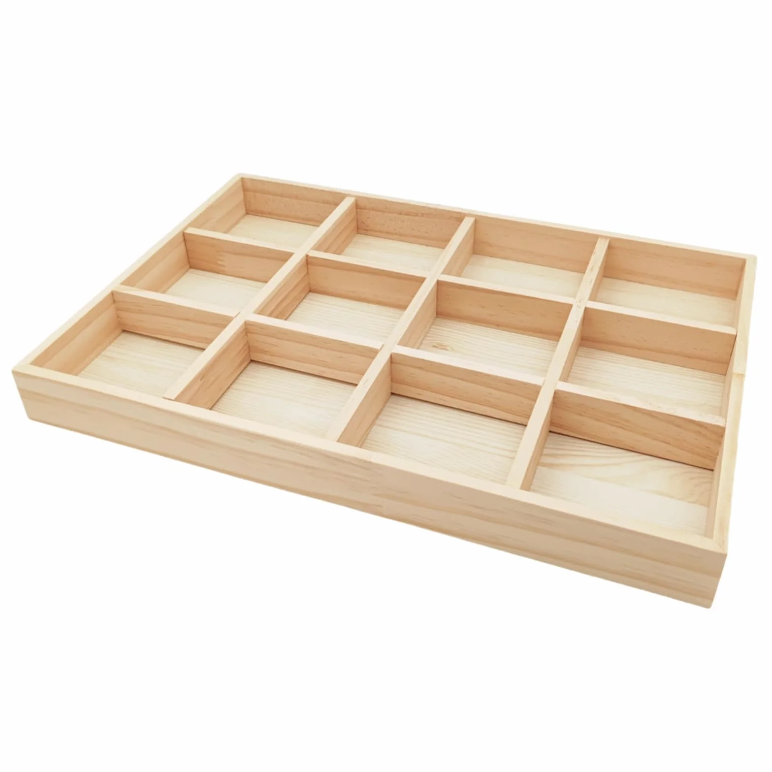Anktily Scatola divisoria in legno grezzo 12 scomparti organizer per calzini biancheria intima vassoio in legno per gioielli