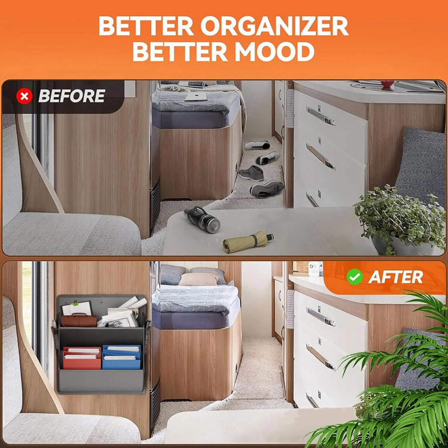 Scarpiera Per Camper A Parete Con Adesivo – Organizer Porta Scarpe In Tessuto Oxford Per Armadio, Ingresso
