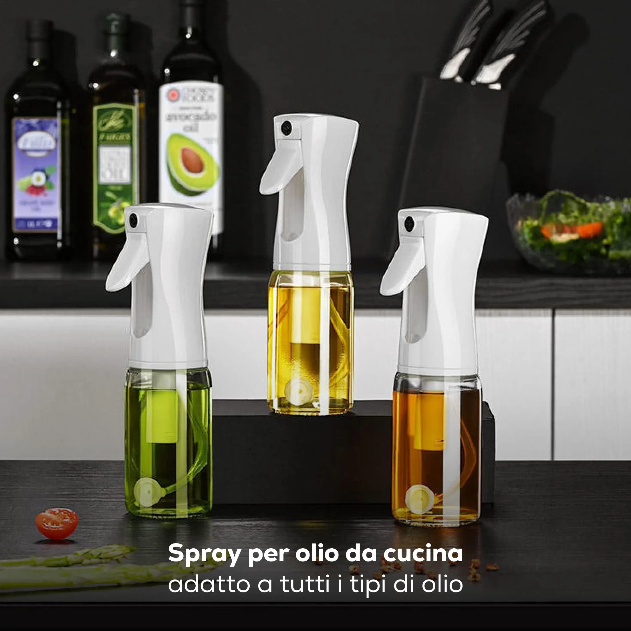 Spruzzatore Olio/aceto Spray Spruzzino Friggitrice ad Aria Spray Oliva 300 ml | Nebulizzatore Spruzza Olio Cucinare Forno BBQ Forno | flacone multifunzionale spry antigoccia Insalata