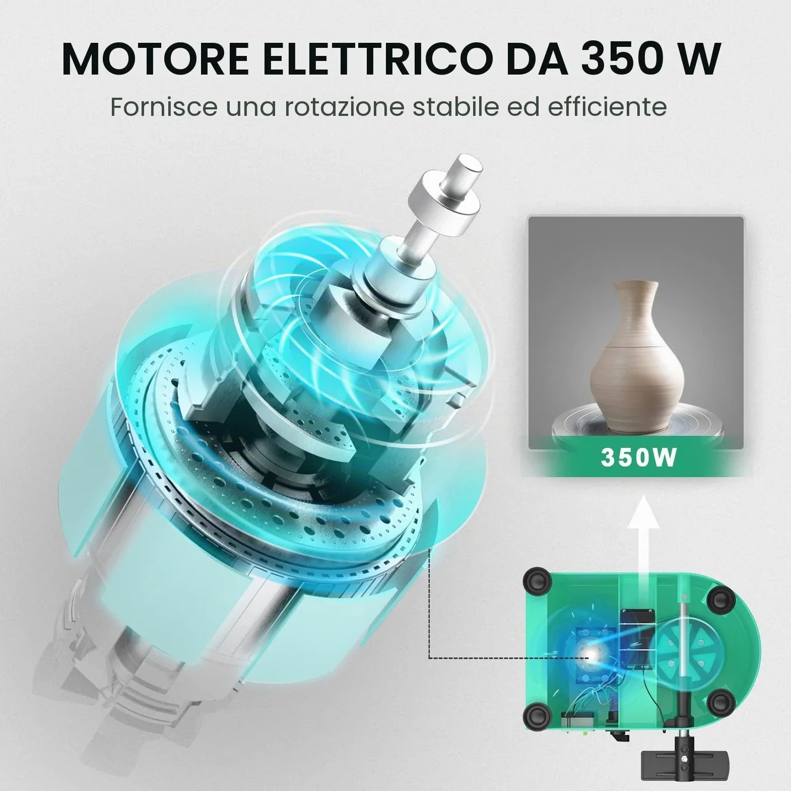 Tornio per Ceramica, 25CM Macchina da Tornio per Argilla che Forma la Macchina 350W Strumento Elettrico di Argilla fai da te con Pedale e Bacino Staccabile