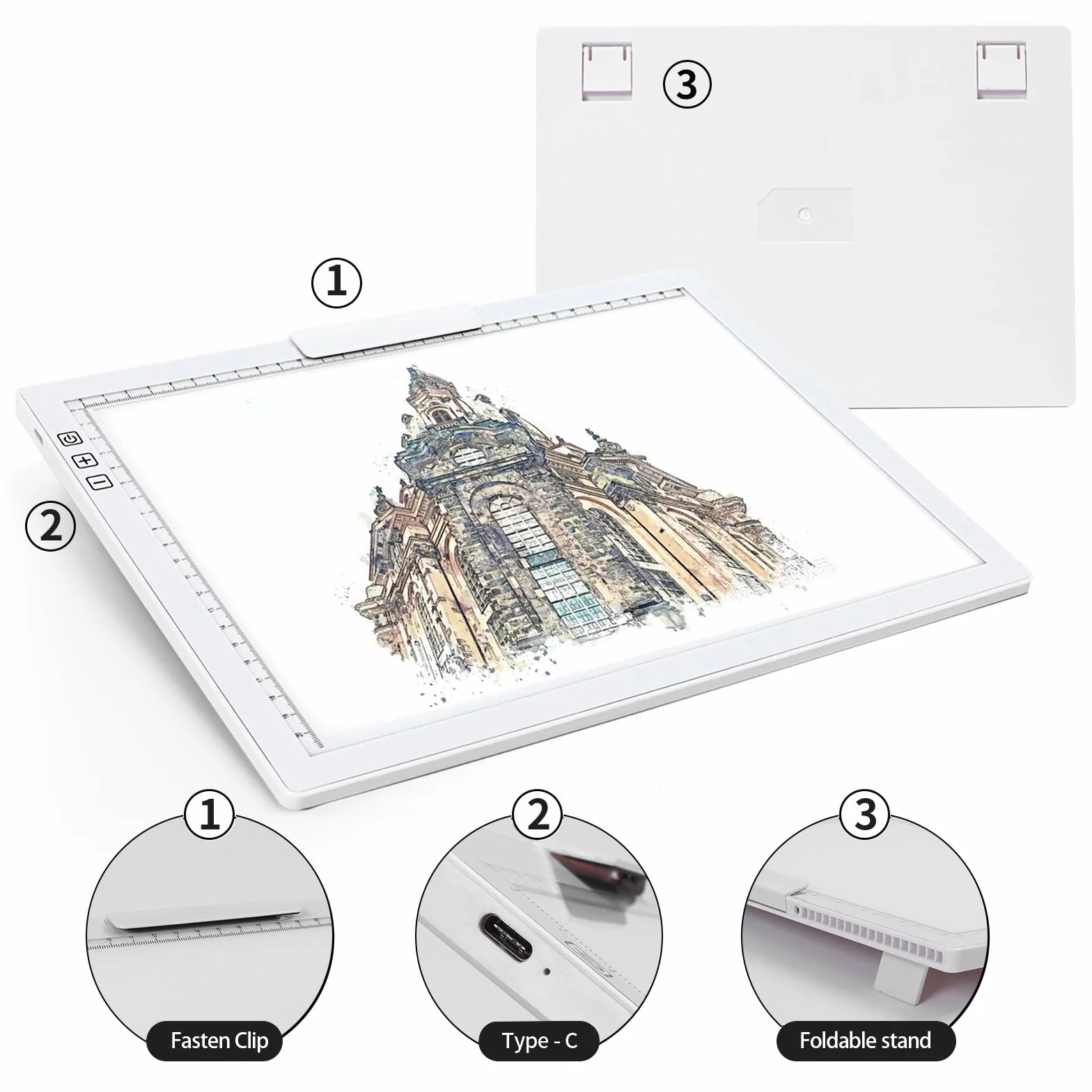 TOHETO A4 Ricaricabile Lavagna Luminosa LED Light Pad per Disegnare con Borsa Trasporto Bianco