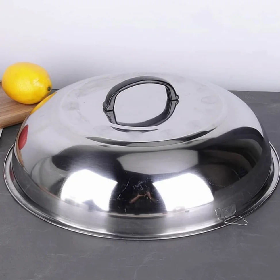 Coperchio universale in acciaio inox rotondo a cupola in ghisa, coperchio di ricambio per padelle, padelle e padelle in ghisa, 48 cm