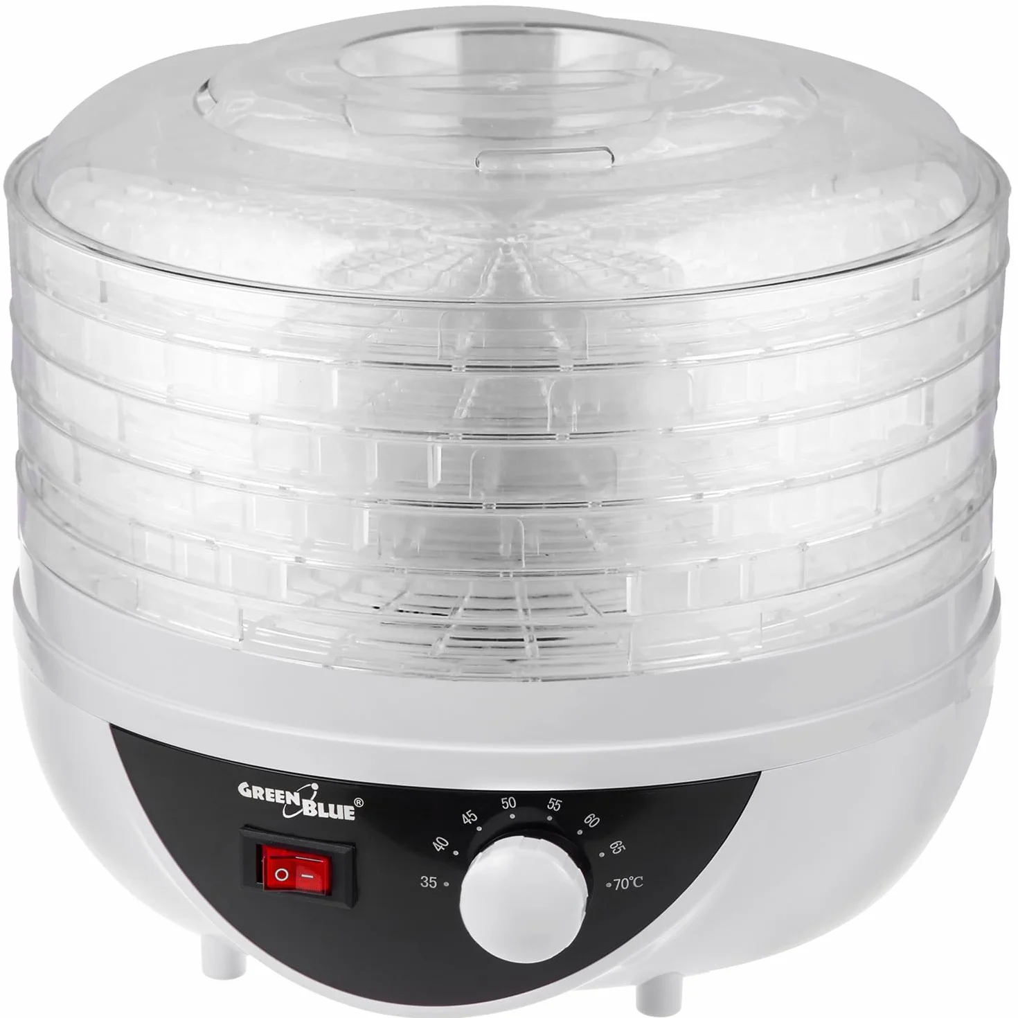 Green Blue GB195 Essiccatore alimentare per funghi, verdure e frutta, erbe 250W, extra silenzioso, 5 setacci Diametro 27 cm Temp regolabile