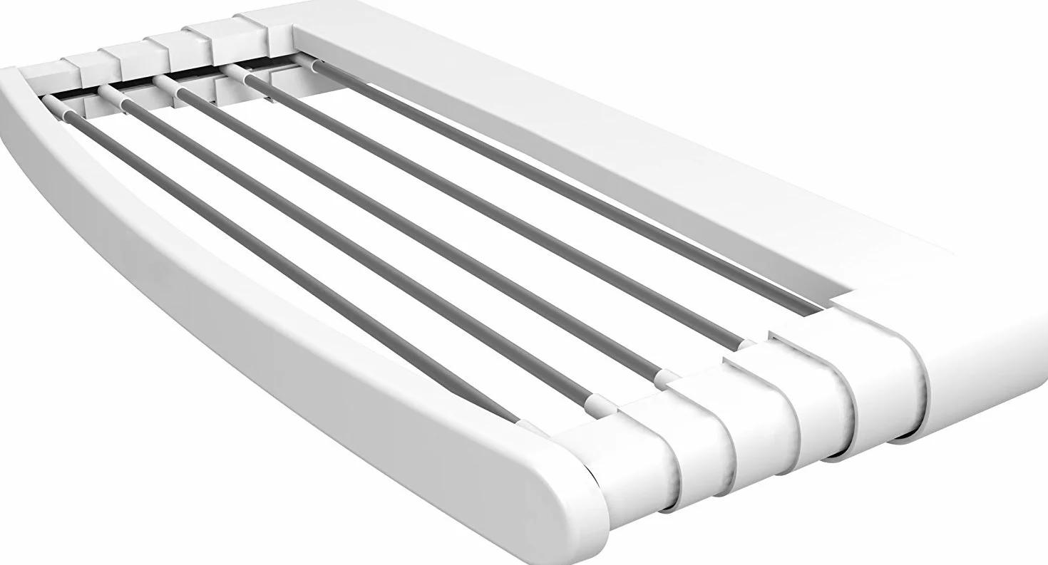 GIMI Telepack 100 Stendibiancheria da Parete, Stendino Telescopico, Salvaspazio, Spazio di Stenditura 7 m, in Resina e Alluminio, 100 x 38 x 6 cm, Bianco