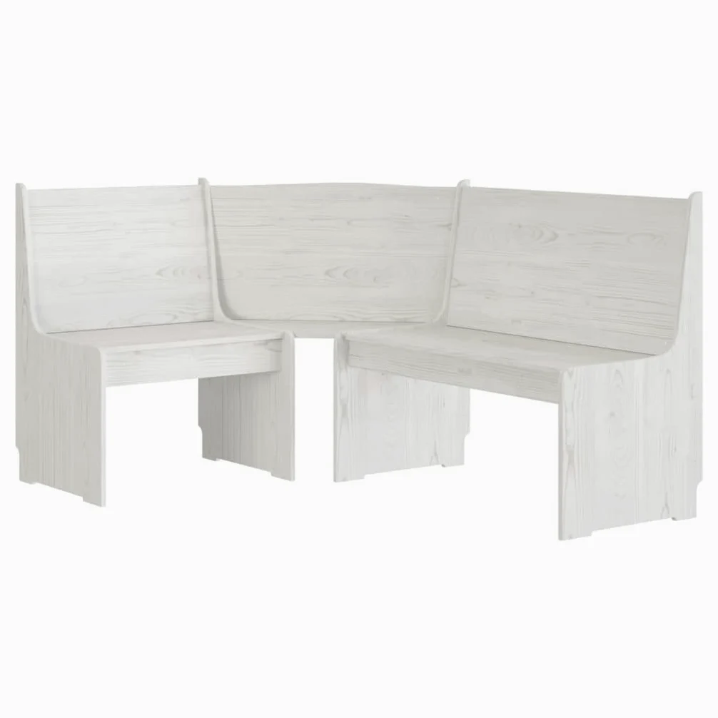 vidaXL Panca Angolare 151 cm in Pino Massello Bianco