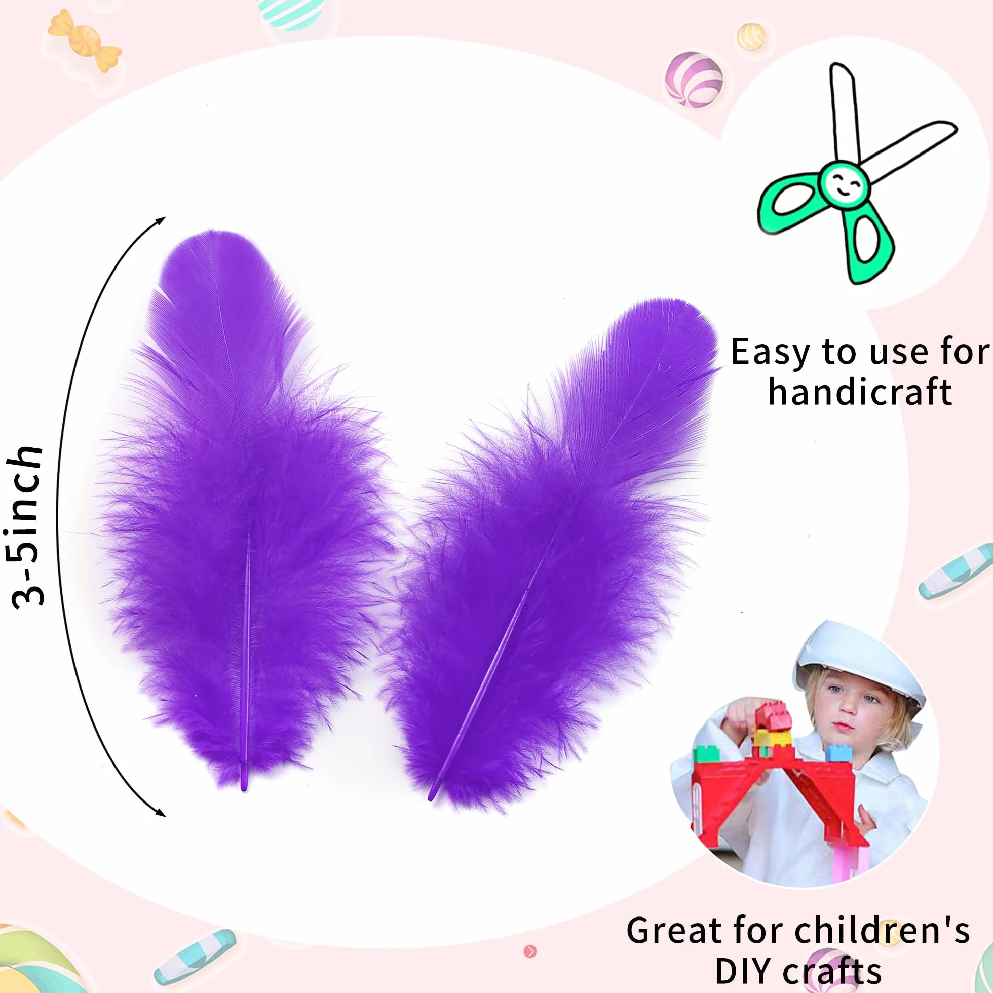 Piume viola per artigianato 300 pezzi 7,6-12,7 cm per matrimoni feste acchiappasogni fai da te