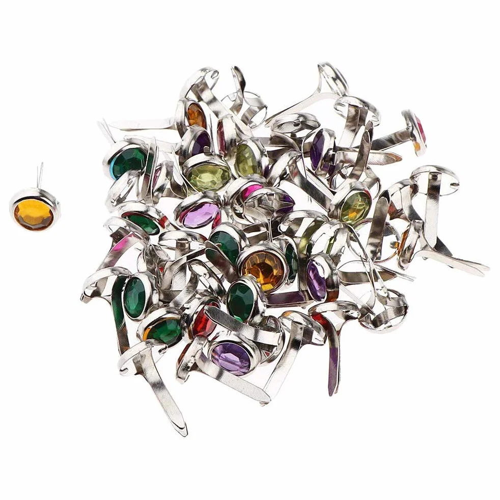 Deolven Mini Fermacampioni,100 Pack Colori Misti Mini Brad in Metallo Scrapbooking Brads Rotondi Piccoli Fermacampioni per DIY Decorativi