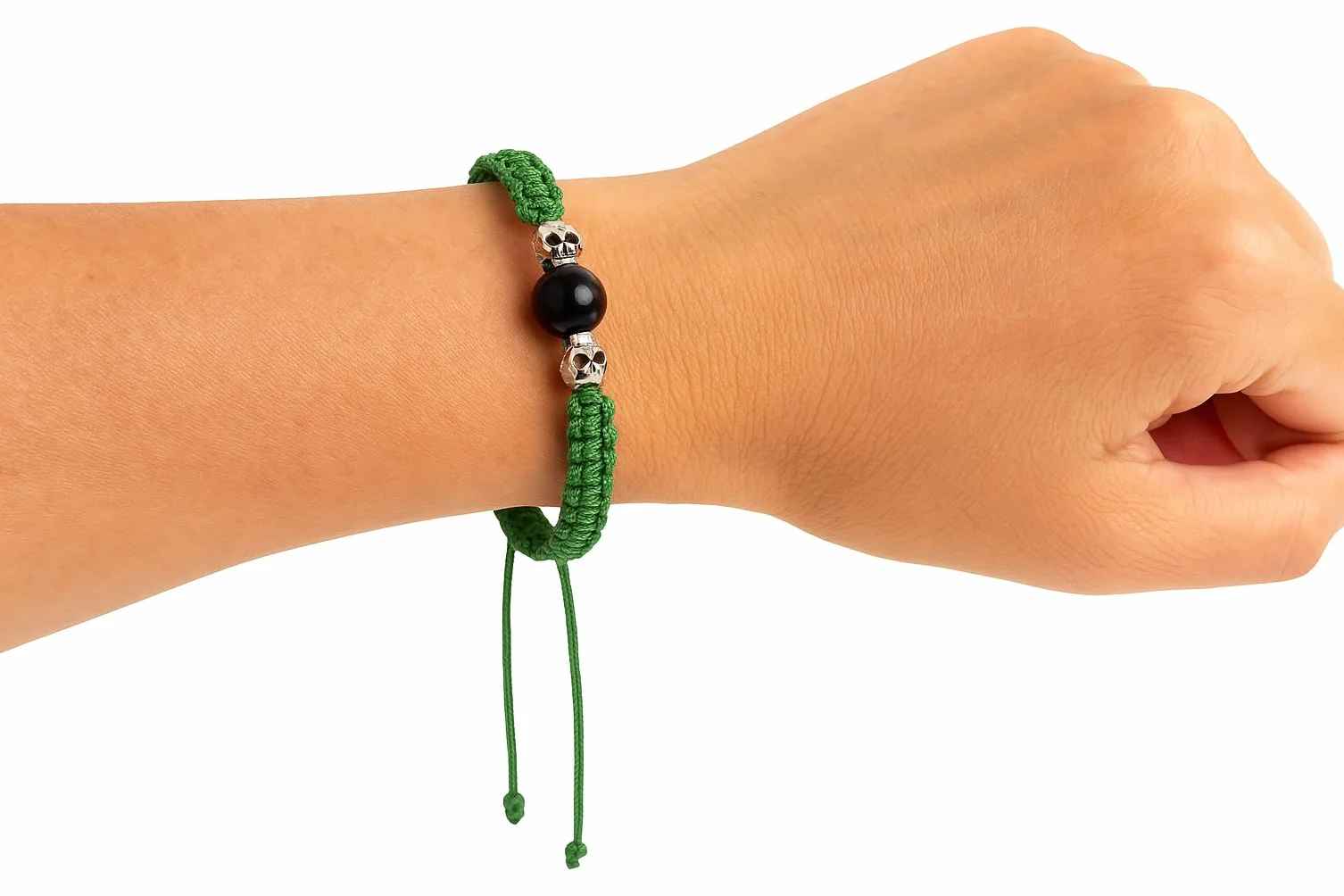 Bracciale sardo senza ganci con coccu protettivo verde