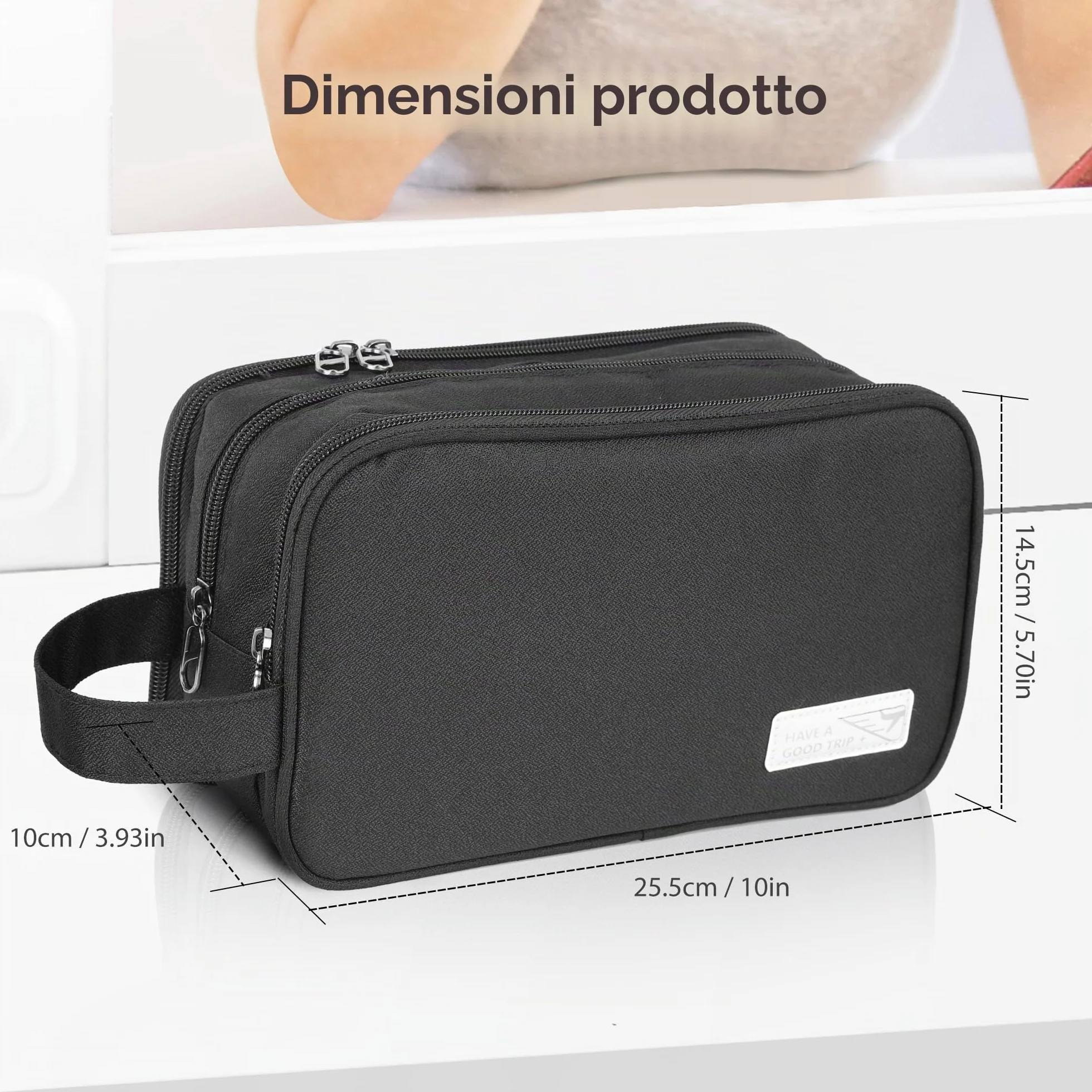 AiQInu Beauty Case da Viaggio, Borsa da Toilette da Viaggio per Donna Uomo,Impermeabile Beauty Case per Organizzare Oggetti Personali Accessori (nero)