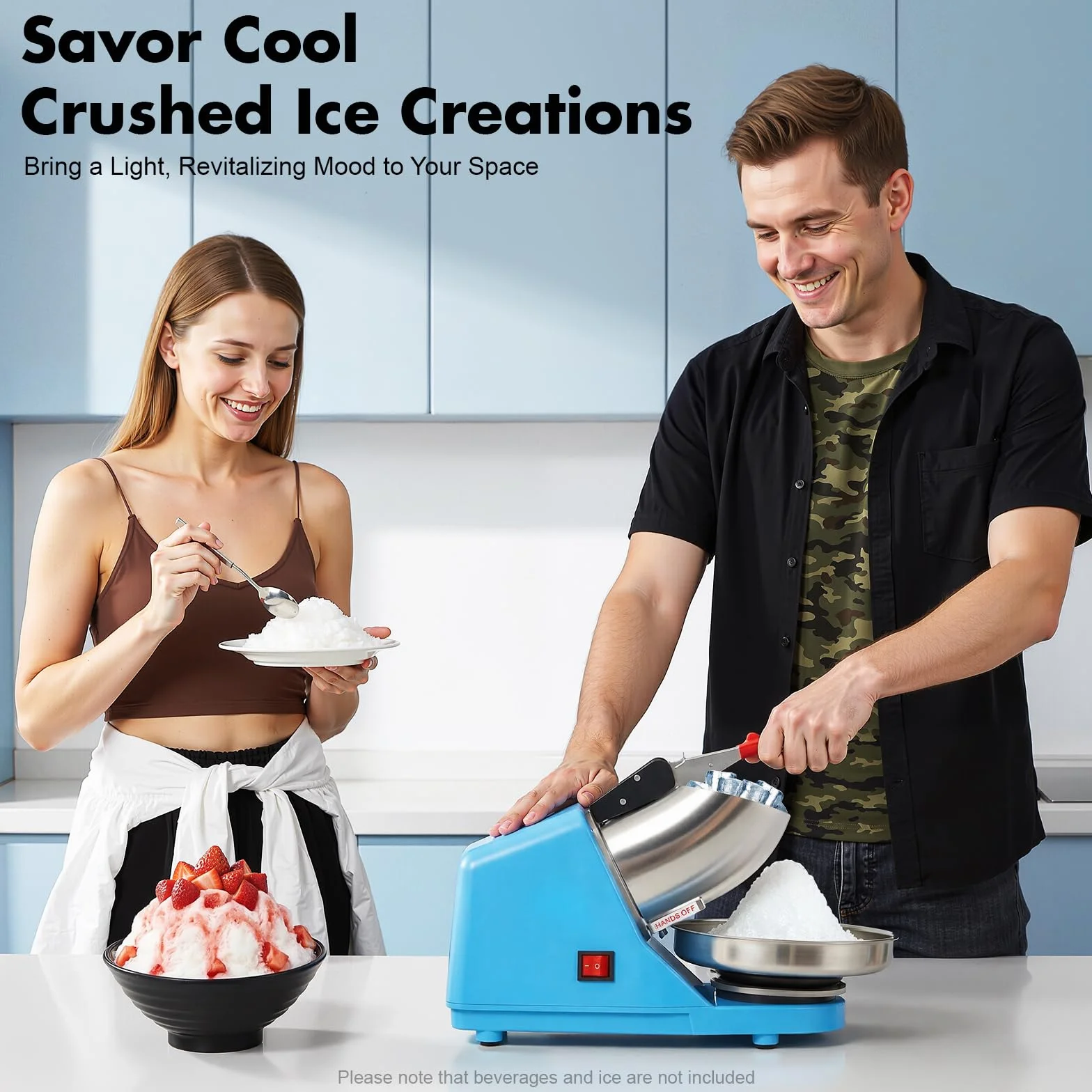 Tritatutto elettrico per ghiaccio in acciaio inox, capacità di ghiaccio tritato 65 kg/H, Ice Shaver macchina per neve per uso domestico e commerciale, raschietto per bevande fredde, frullati