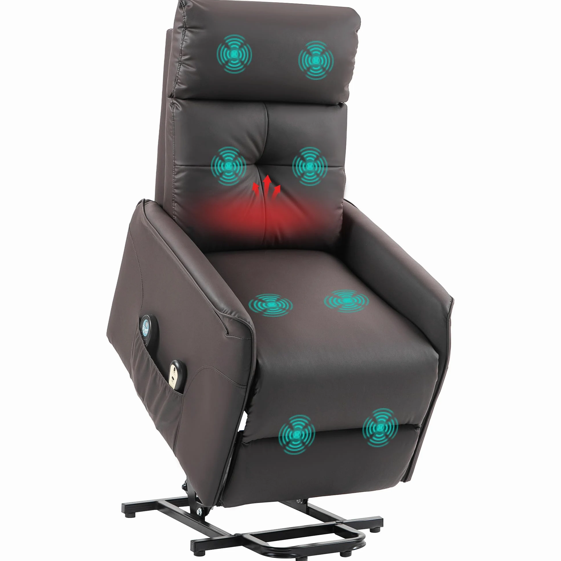 HOMCOM Poltrona Elettrica Alzapersona Reclinabile in Tessuto, Poltrona Relax Elettrica (Tessuto antigraffio (60% poliuretano, 40% poliestere), Marrone scuro, 67L x 89P x 102A cm)