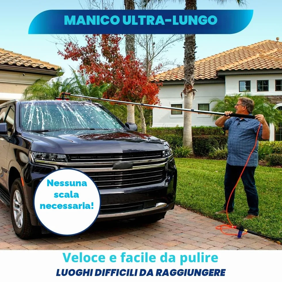 STARLYF - Telescopic Hydrocleaner, scopa telescopica per pulizia, idropulitrice telescopica, alimentazione ad acqua, dispensatore di sapone, pulizia pannelli solari, lavaggio camion, autobus, auto,