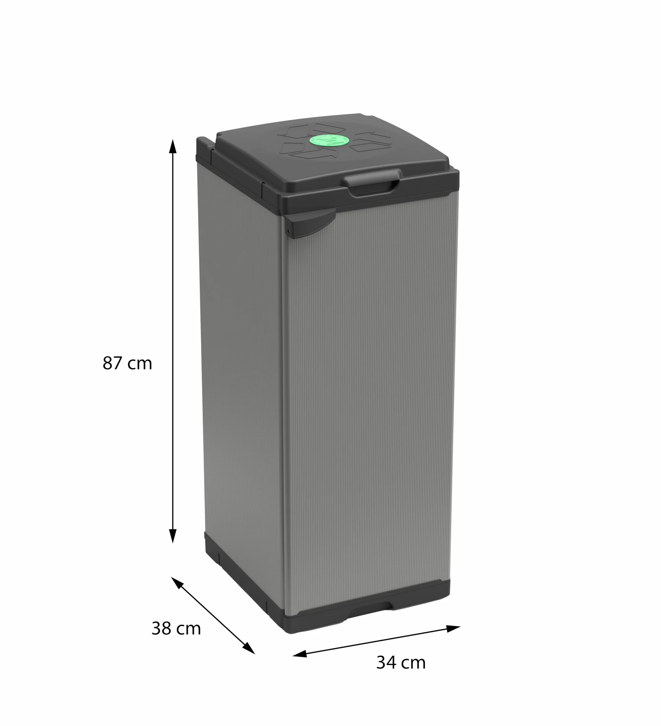 Adventa: Mobile Portasacco Mono per Raccolta differenziata in Plastica, Facile da Montare, Modular System, adatto a Sacchi da 80-110 L, 34L x 38P x 87H cm