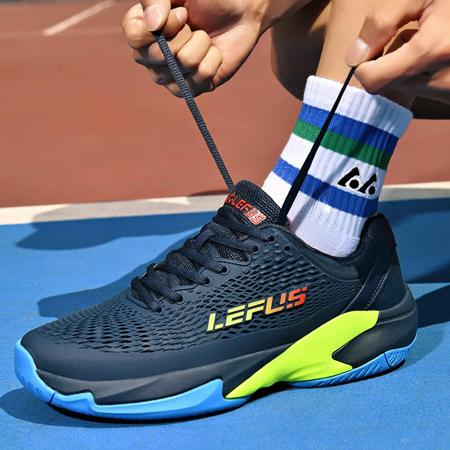 Scarpe da Tennis Uomo Ammortizzate Traspiranti Badminton Squash BLBK