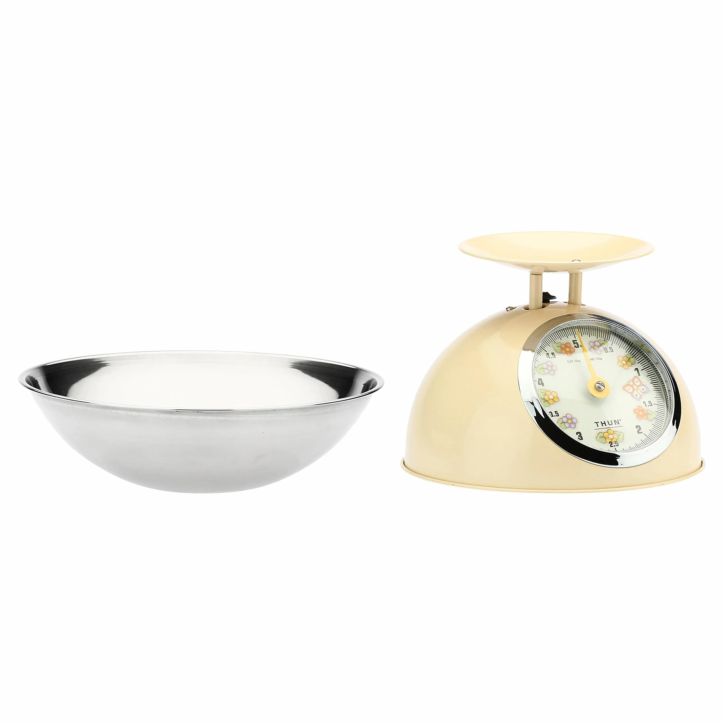 THUN Bilancia Cucina Acciaio Inossidabile Ferro Base h 15 cm Ø 21 cm Piatto Ø24,5 cm h 11 cm