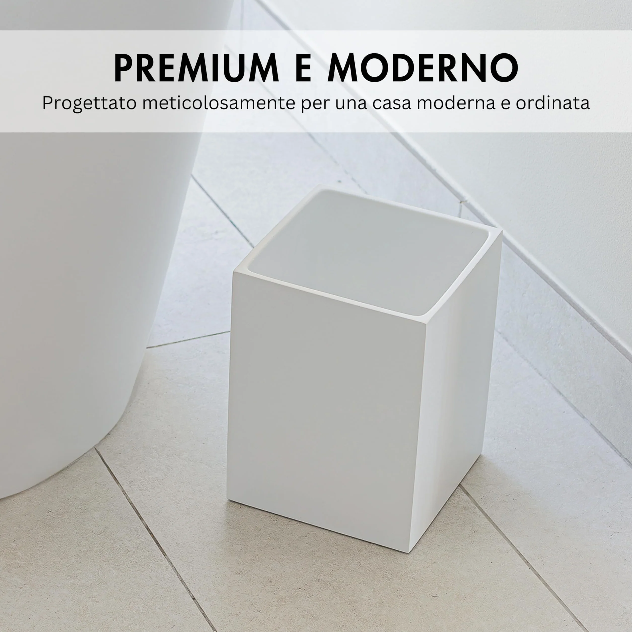 YEW DESIGN Pattumiera Piccola Quadrata Bianca Opaca 2 Galloni 7,5 Litri Cestino Rifiuti
