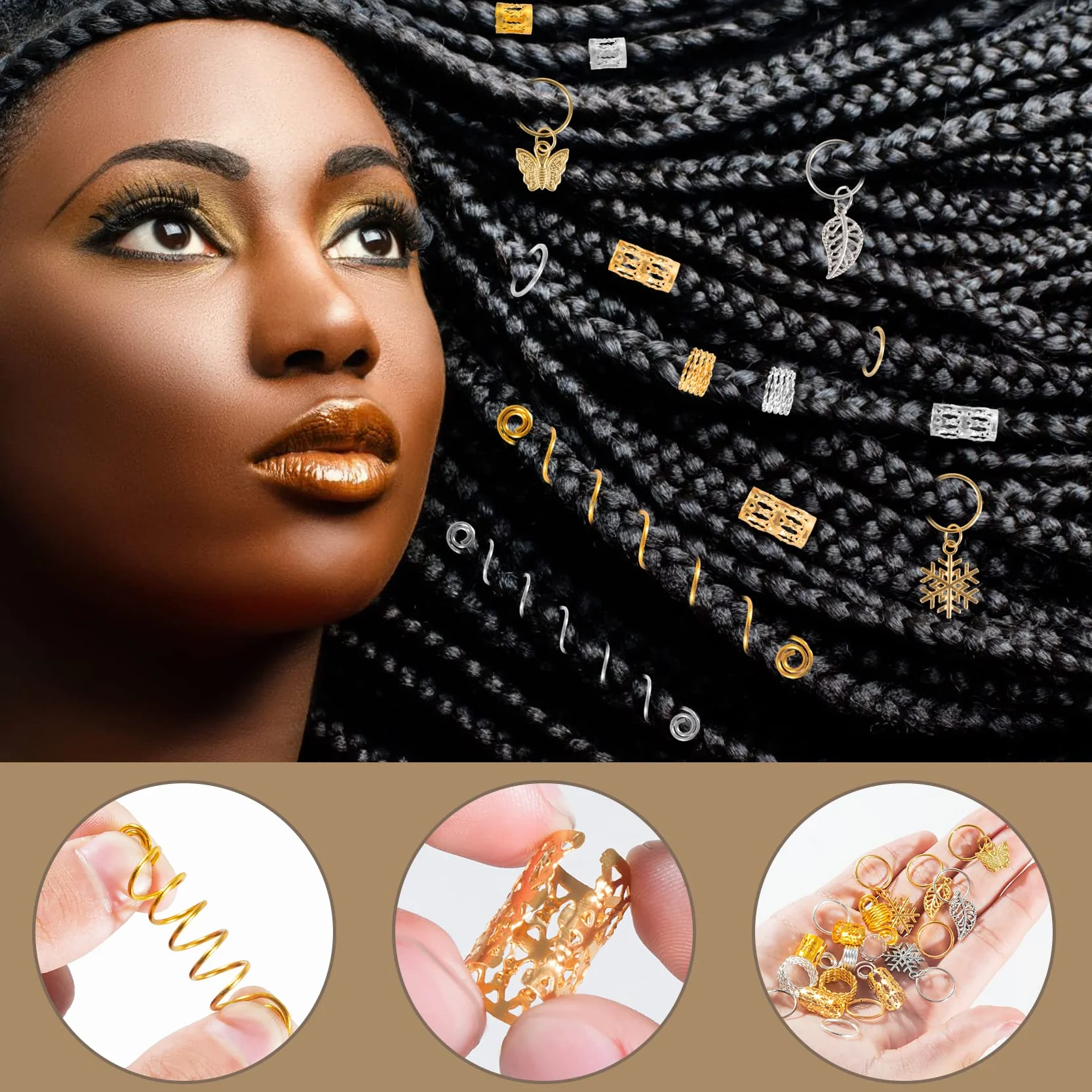 Dreadlocks gioielli vichinghi anelli per trecce oro argento regolabile metallo 180 pezzi