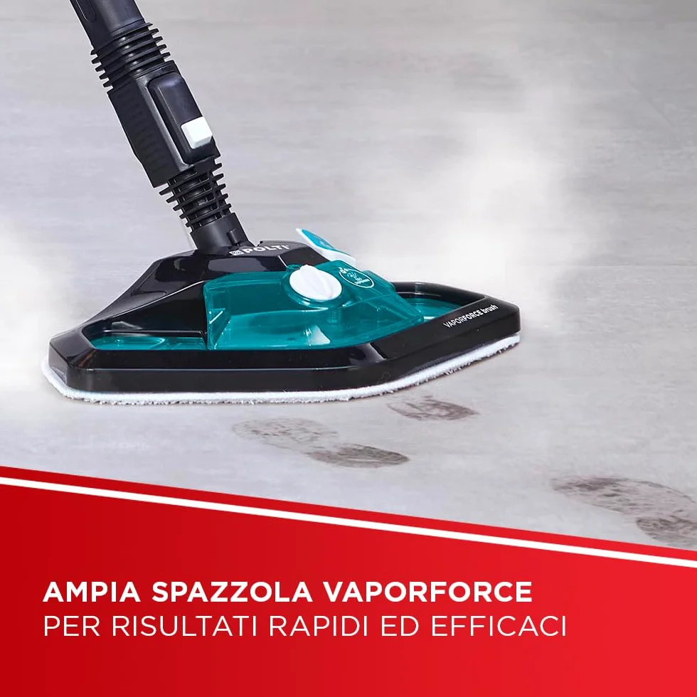 Polti Vaporetto Smart 100 T, Pulitore a Vapore con Caldaia ad Alta Pressione 4 Bar, Potenza Max 1500 W, 8 Accessori Inclusi, Bianco e Turchese