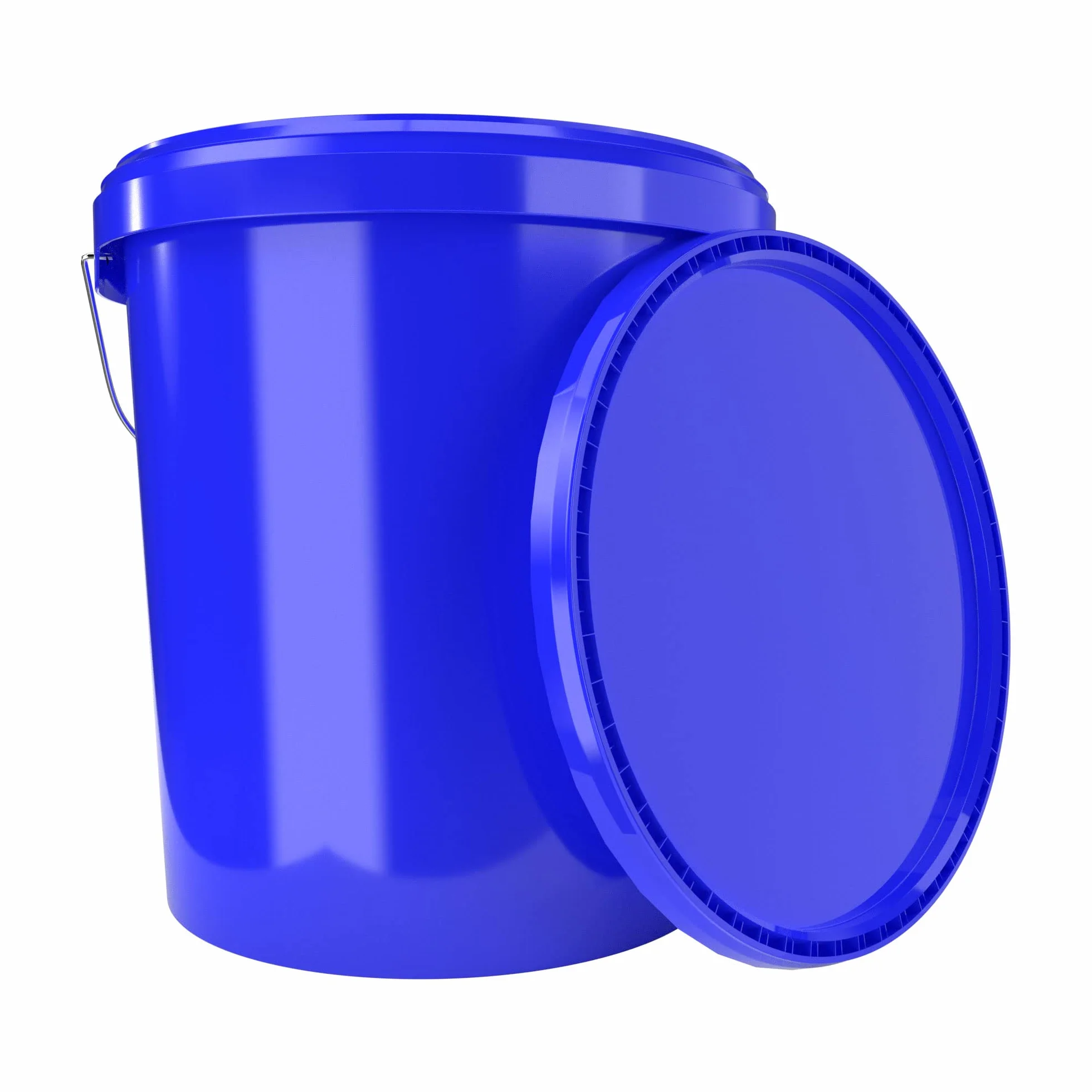 Secchio con coperchio, 16 litri, blu, per uso alimentare, ermetico e stabile, secchio vuoto con manico e chiusura, coperchio per alimenti, prodotti chimici, vernice per pareti, detersivi in polvere