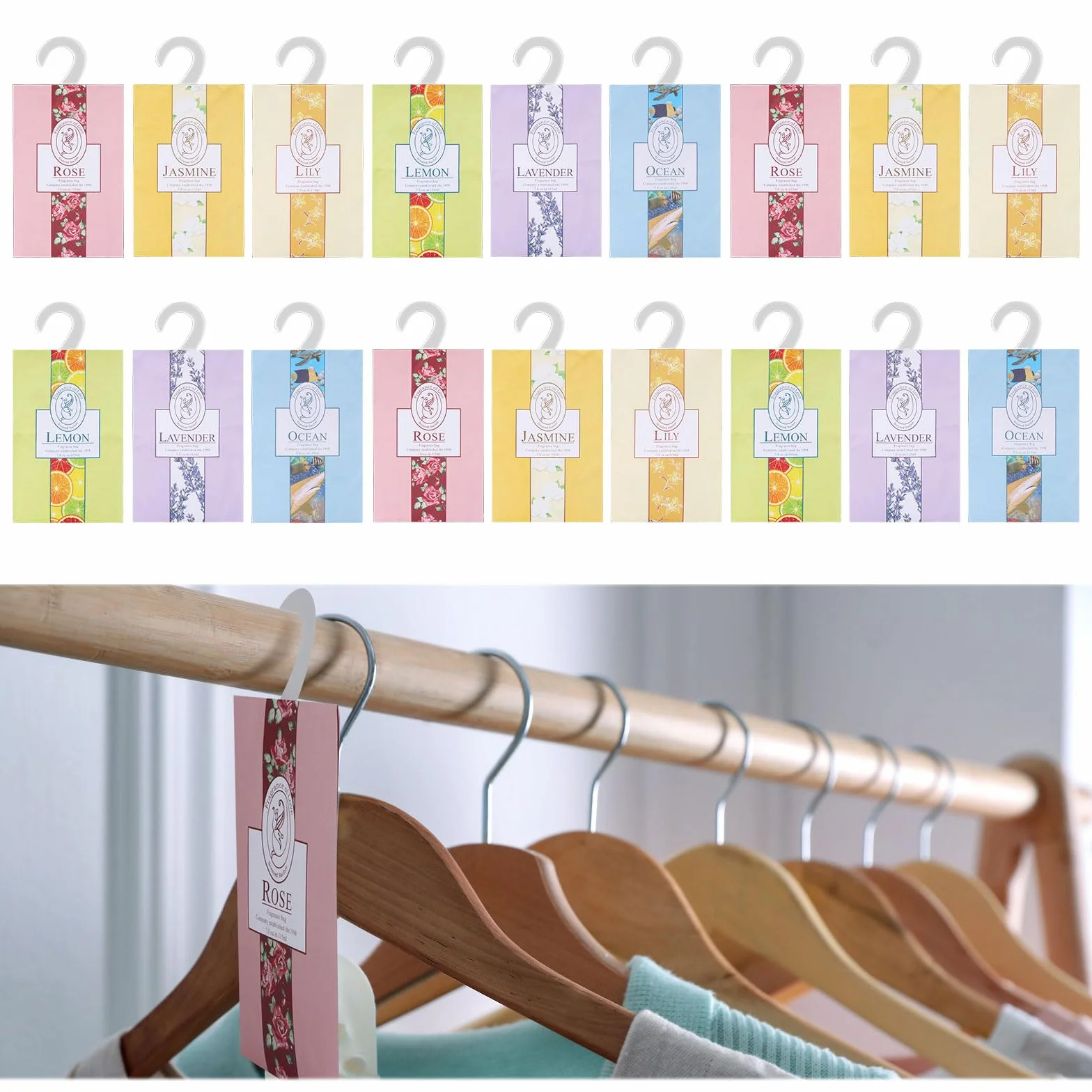 Profumatore Armadio, 18 Pezzi Sacchetti Profumati, Profumatori Armadio, Sacchetti Per Aromi, Vestiti Profumati Borse, Carrelli da Bagno, Lavanda, Gelsomino, Giglio, Rosa, Oceano, Limone